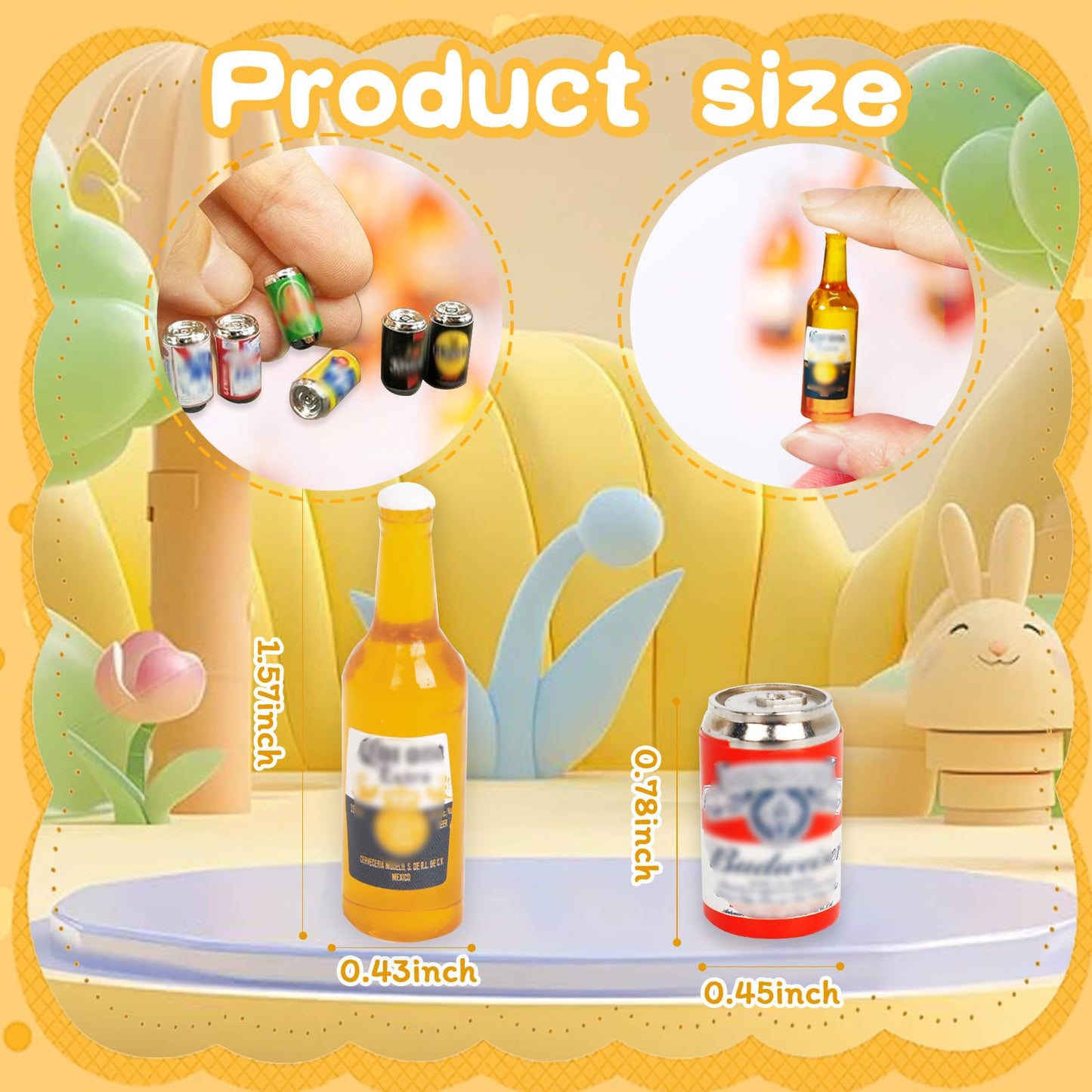 Hiawbon 1:12 Scale 11-Piece Miniature Beer Bottles & Cans for Dollhouse Pub & Fairy Garden Decor
