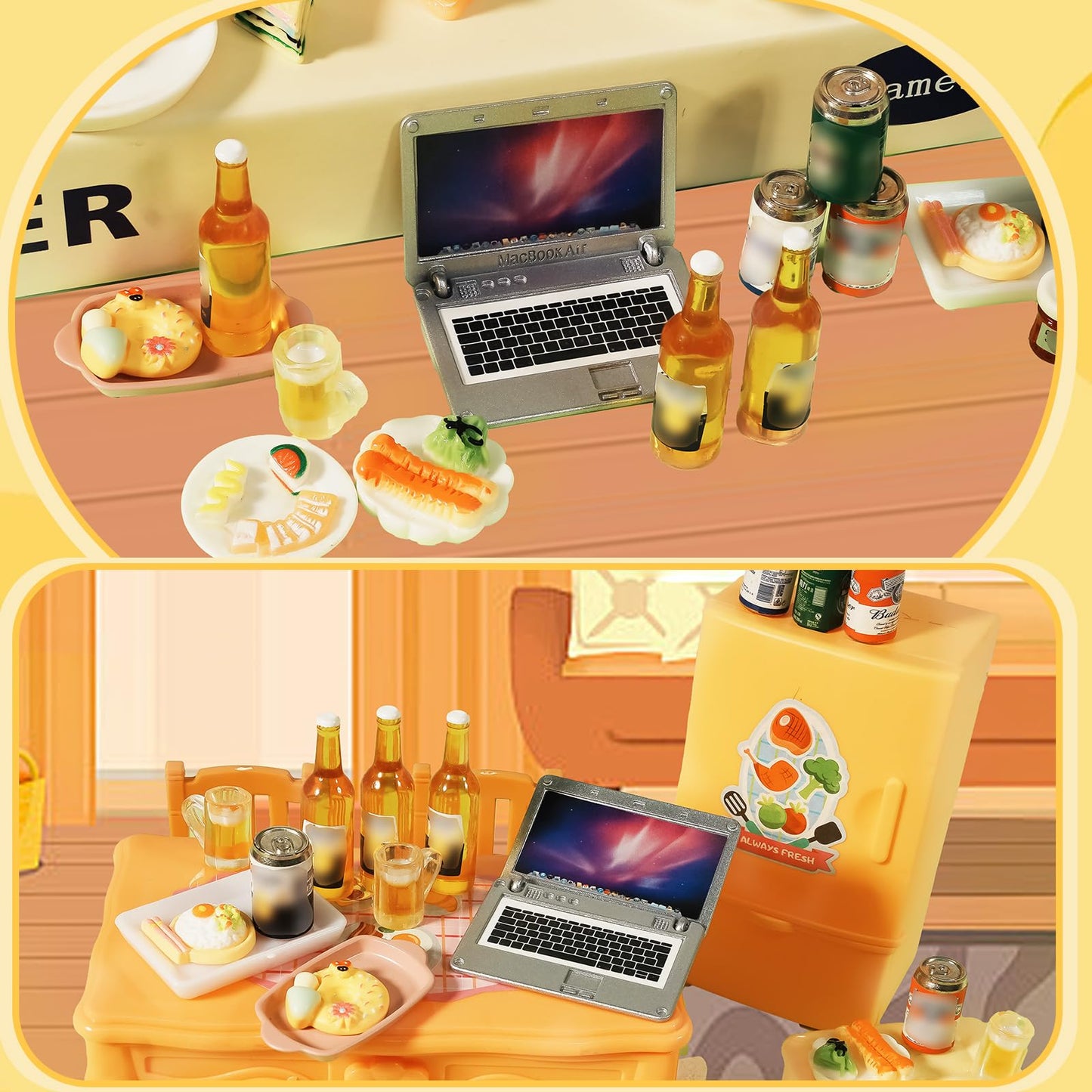 Hiawbon 1:12 Scale 11-Piece Miniature Beer Bottles & Cans for Dollhouse Pub & Fairy Garden Decor