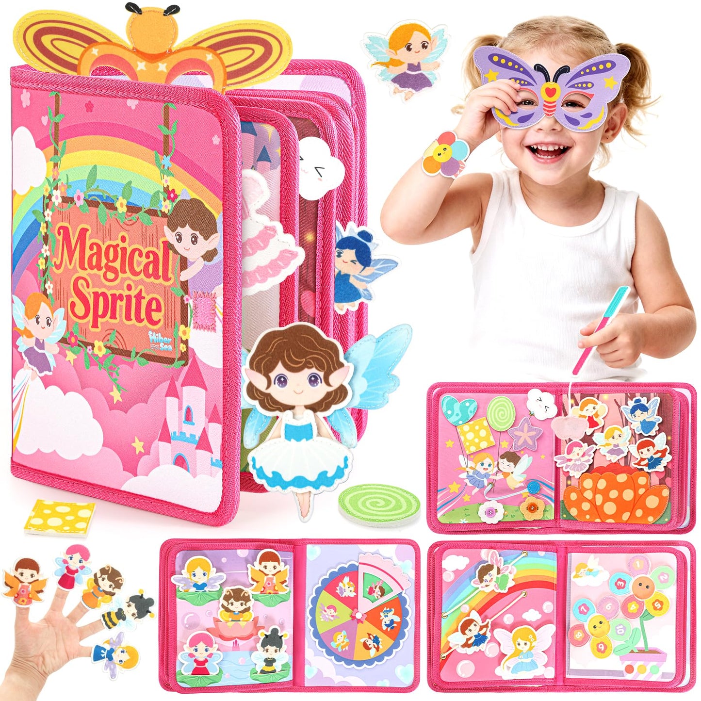 Hiber Sea 22-in-1 Busy Book for Toddlers 1-3 — Montessori Toy, Travel Quiet Activity Board