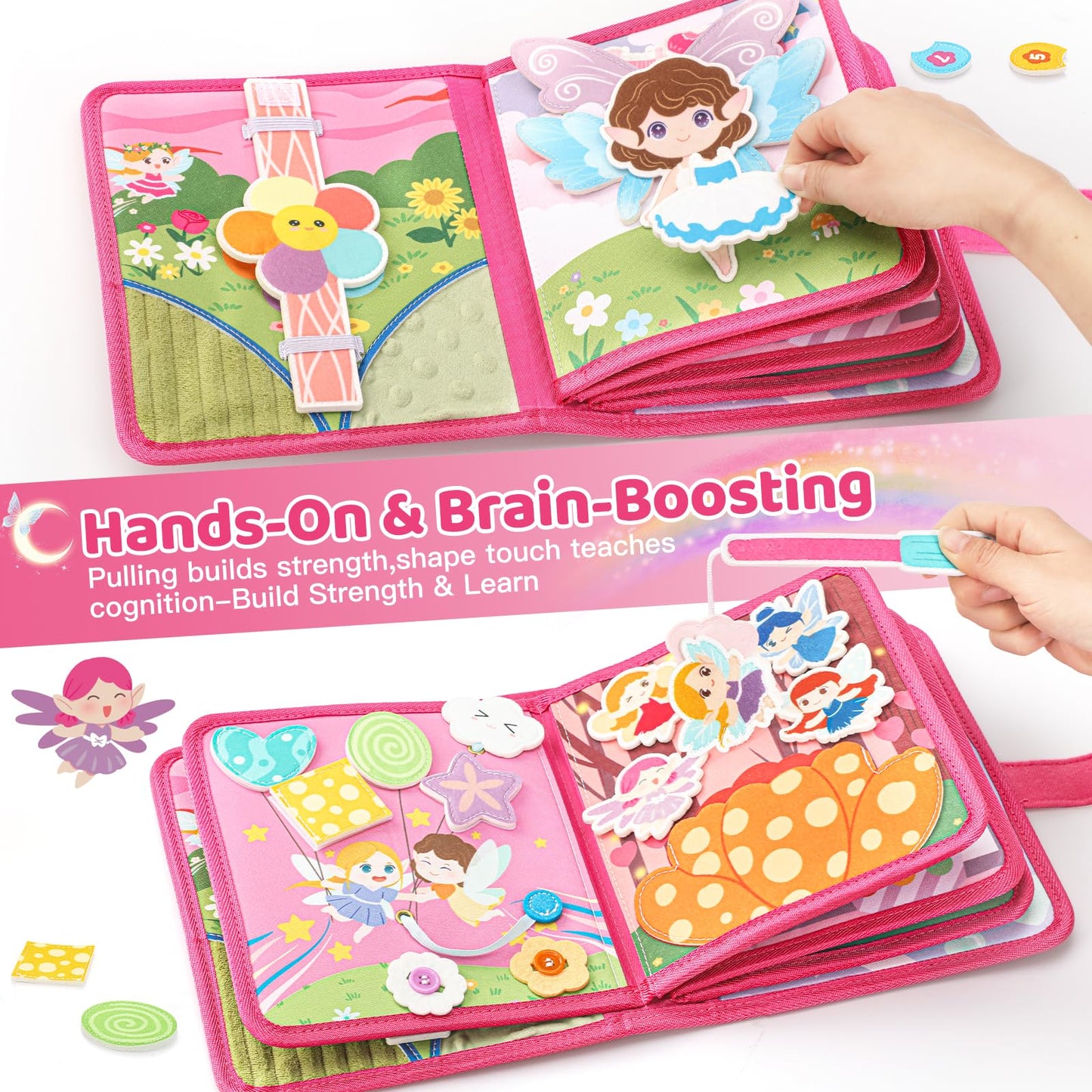 Hiber Sea 22-in-1 Busy Book for Toddlers 1-3 — Montessori Toy, Travel Quiet Activity Board