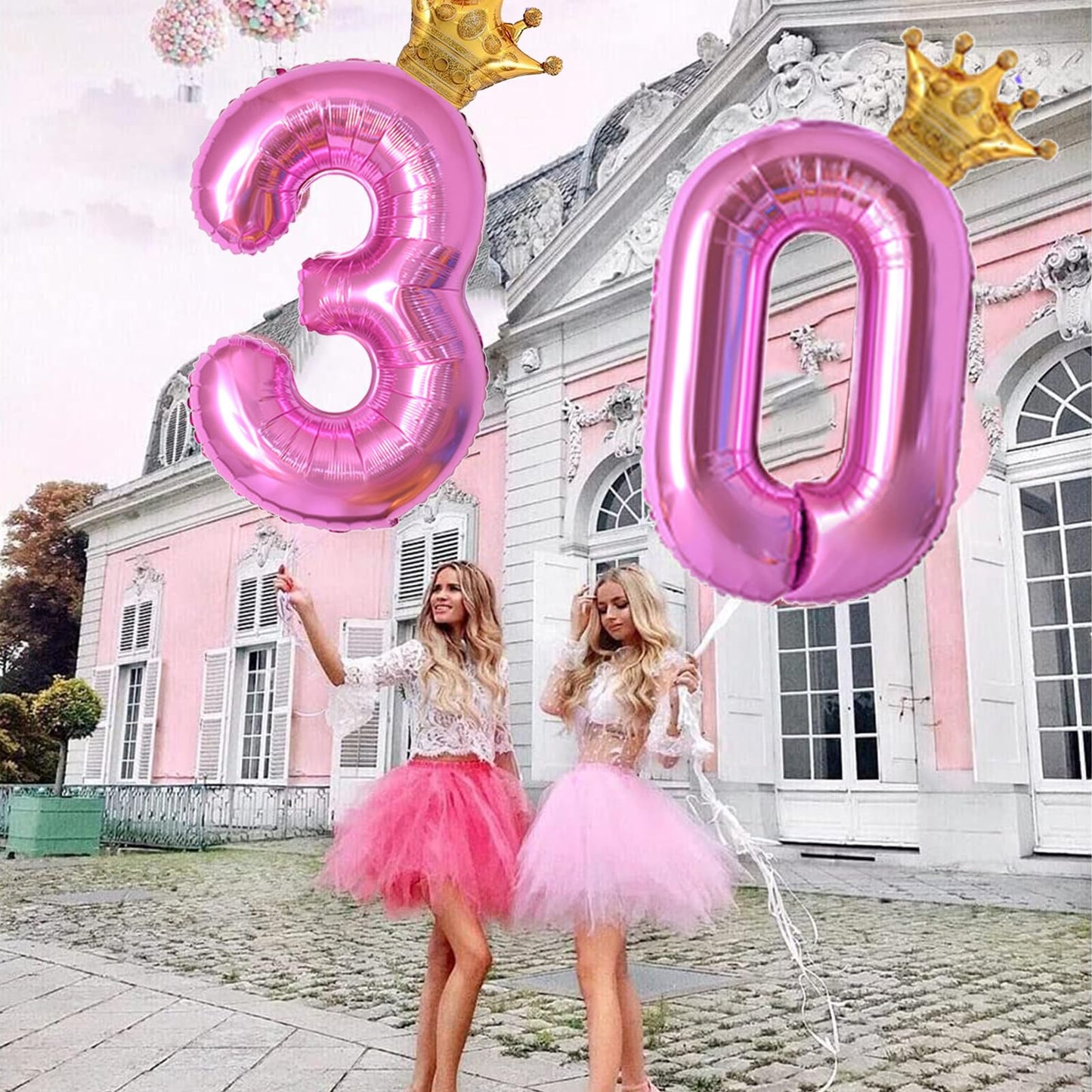HIBILDER 40-Inch Hot Pink Number 5 & Mini Crown Balloon for Birthday Parties, Baby Showers & Celebrations