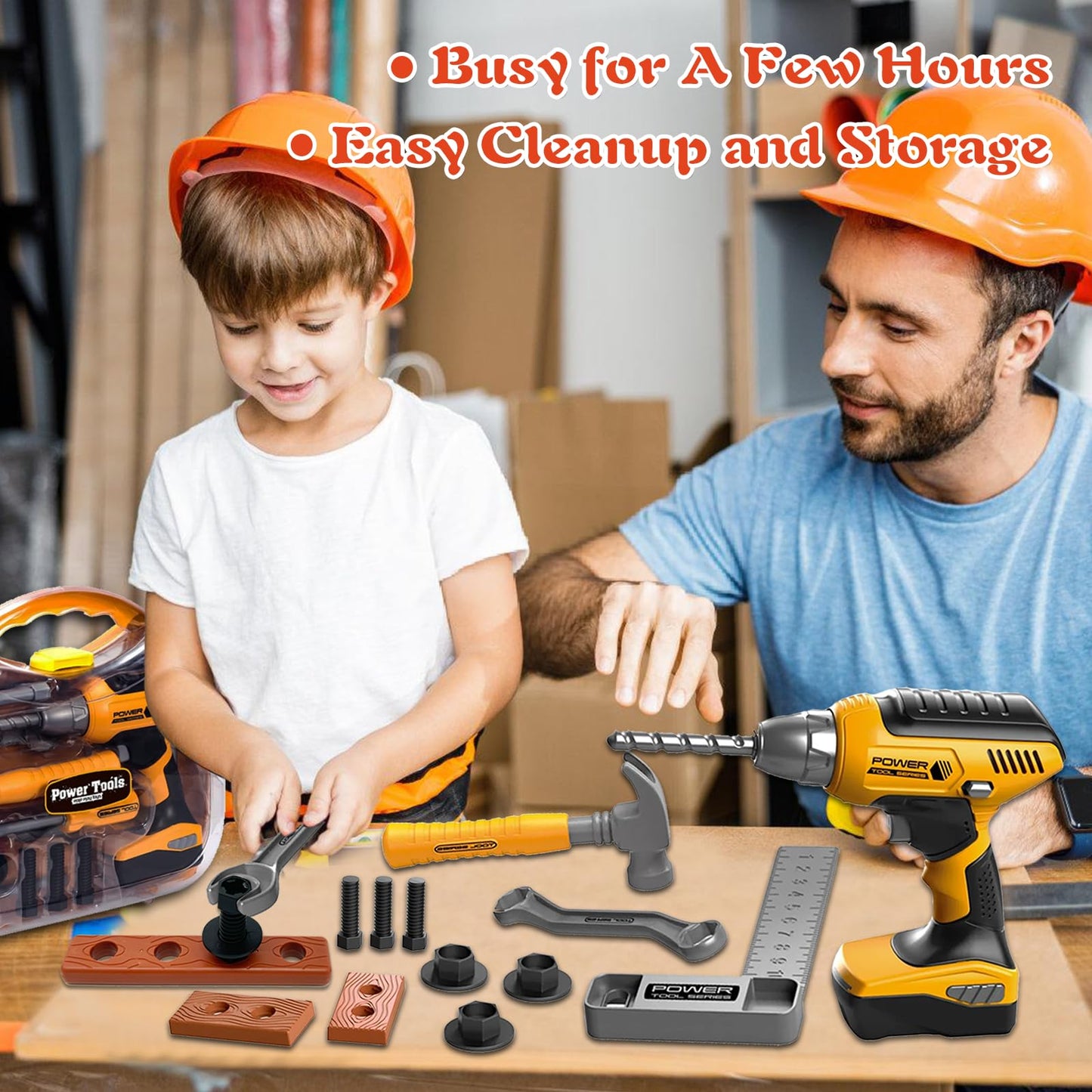 Hibility Kids Tool Set with Tool Box & Electric Drill – Pretend Play Construction Kit