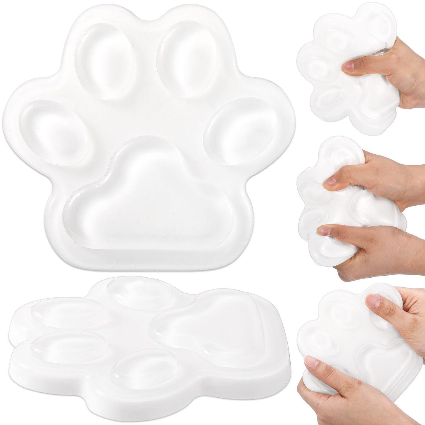 Hiboom Cat Paw Stress Relief Squeeze Toy – 6-Inch Large Clear Silicone Fidget