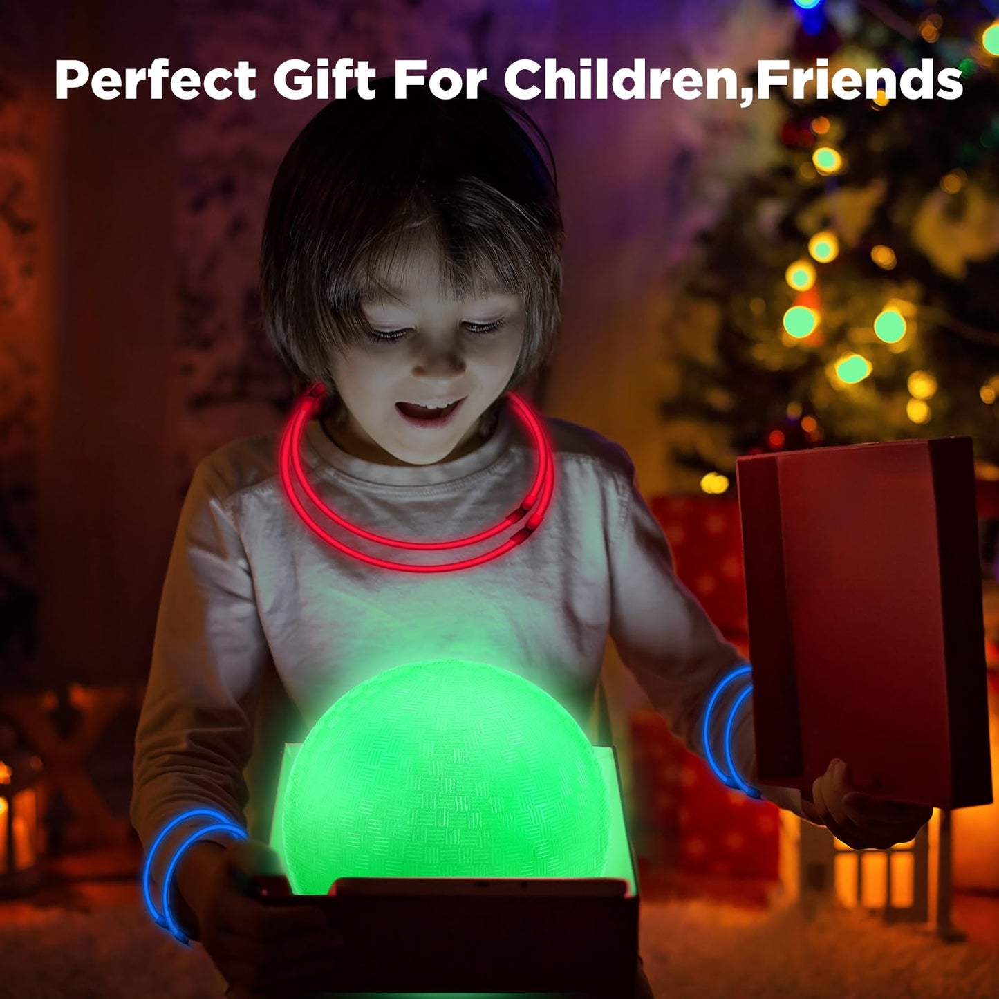 Hiboom 6-Pack Glow-in-the-Dark Kickballs - 10in Light-Up Dodgeballs with Pump
