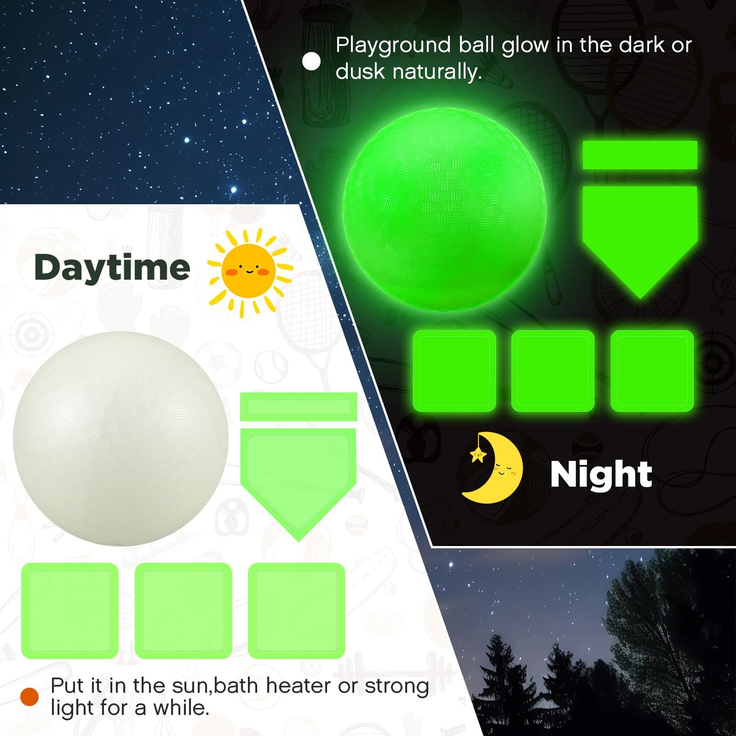 Hiboom Glow in the Dark Kickball Set – 13-Piece Night Play Kit with 10in Glow Balls
