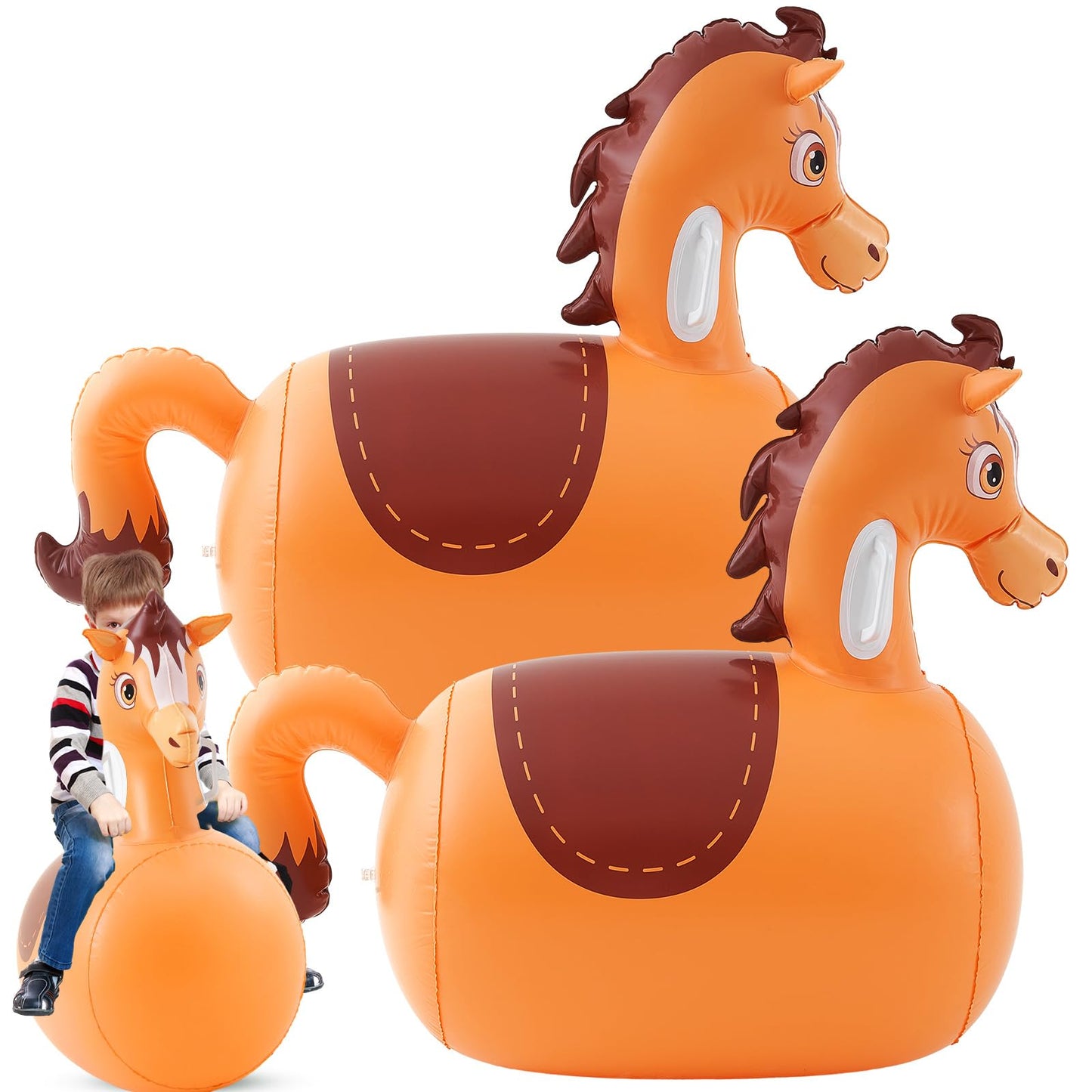 Hiboom 2-Pack Giant Inflatable Horse Hopping Toys – 51 Inch Bouncer