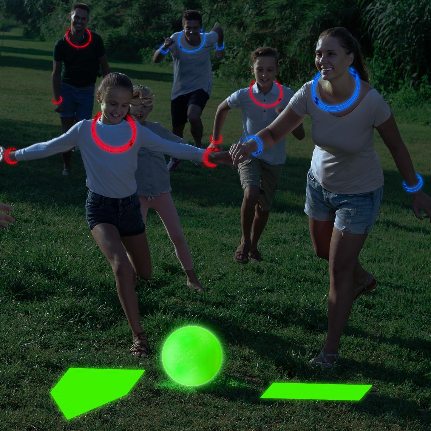 Hiboom Glow in the Dark Kickball Set – 13-Piece Night Play Kit with 10in Glow Balls