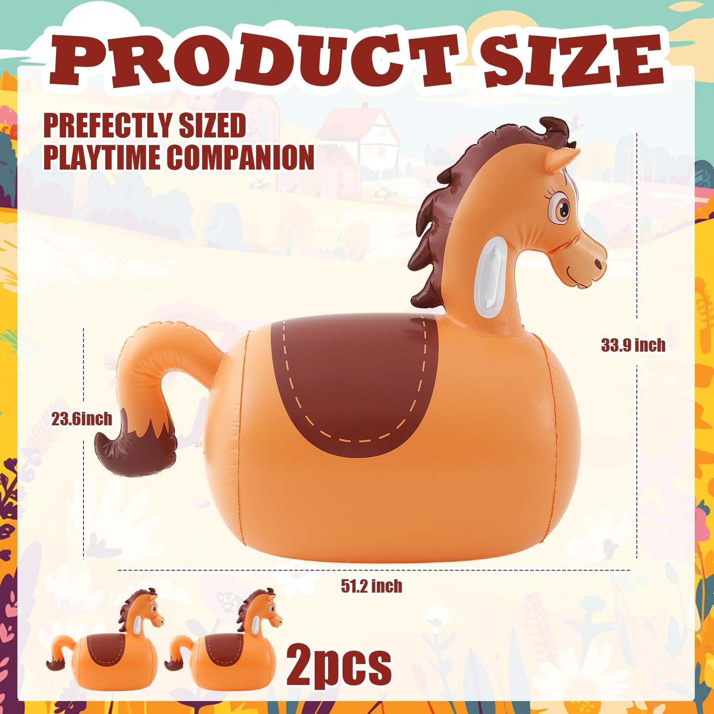 Hiboom 2-Pack Giant Inflatable Horse Hopping Toys – 51 Inch Bouncer