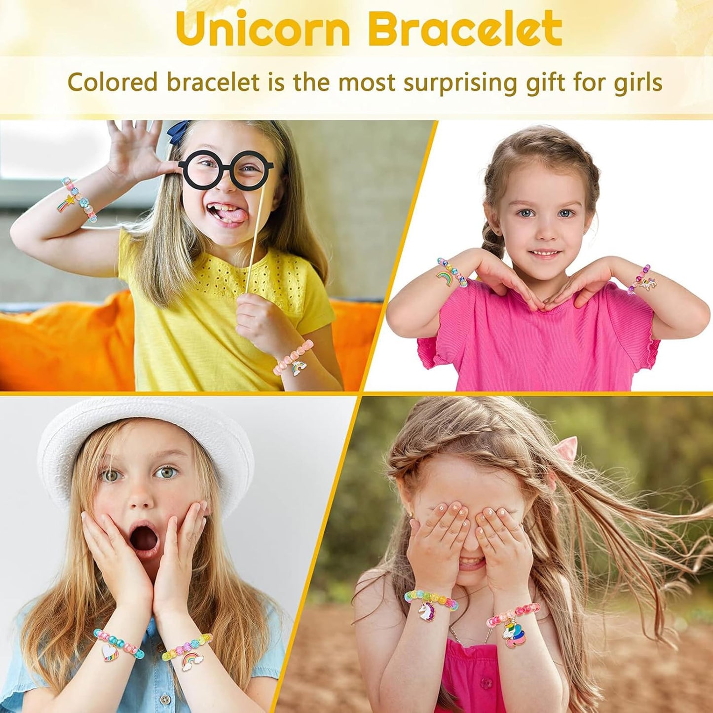 Hicarer 9 Pcs Unicorn Rainbow Beaded Bracelets – Party Favors & Elegant Style