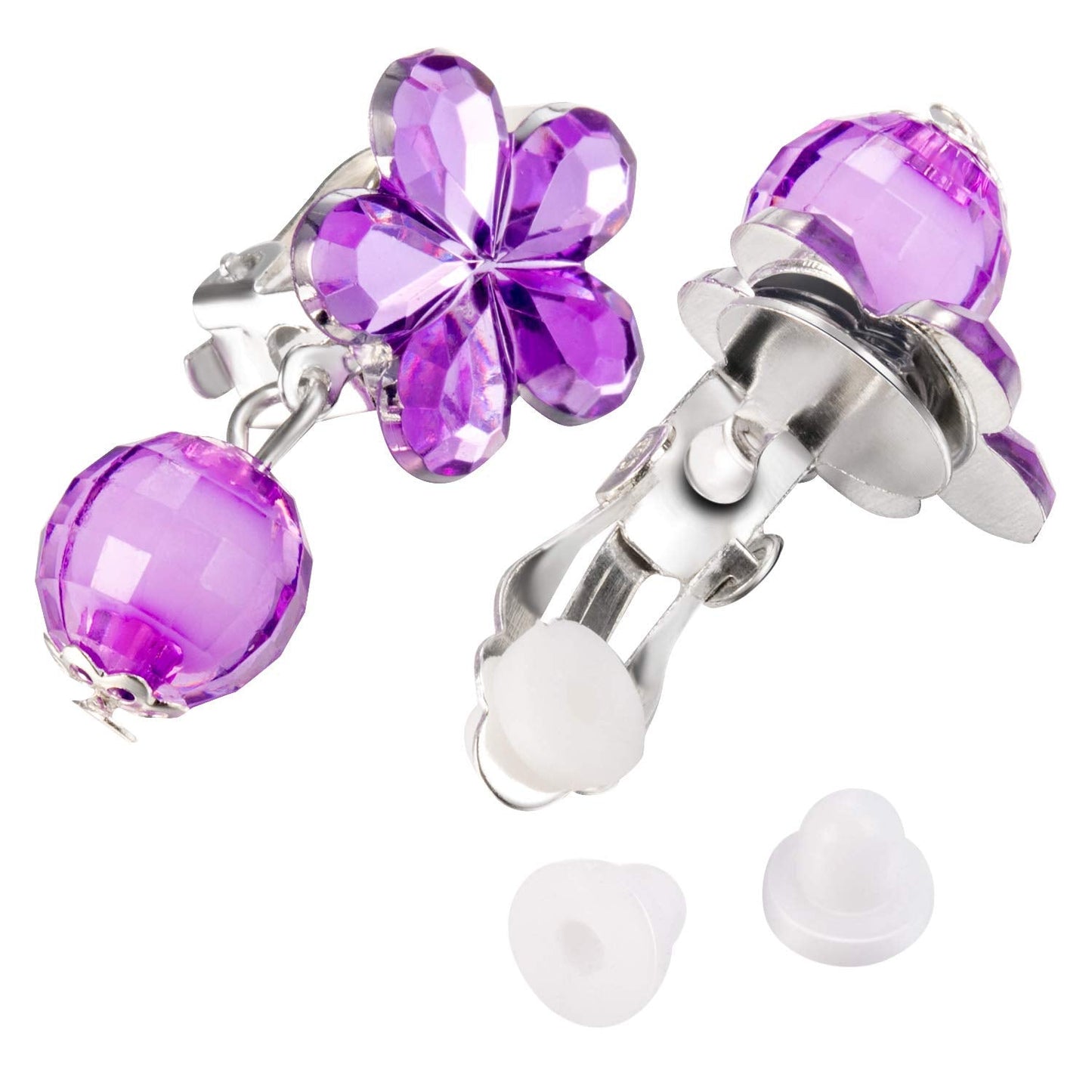 Hicarer 7 Pairs Girls Clip-On Earrings – Crystal Drop Princess Jewelry Set with Box