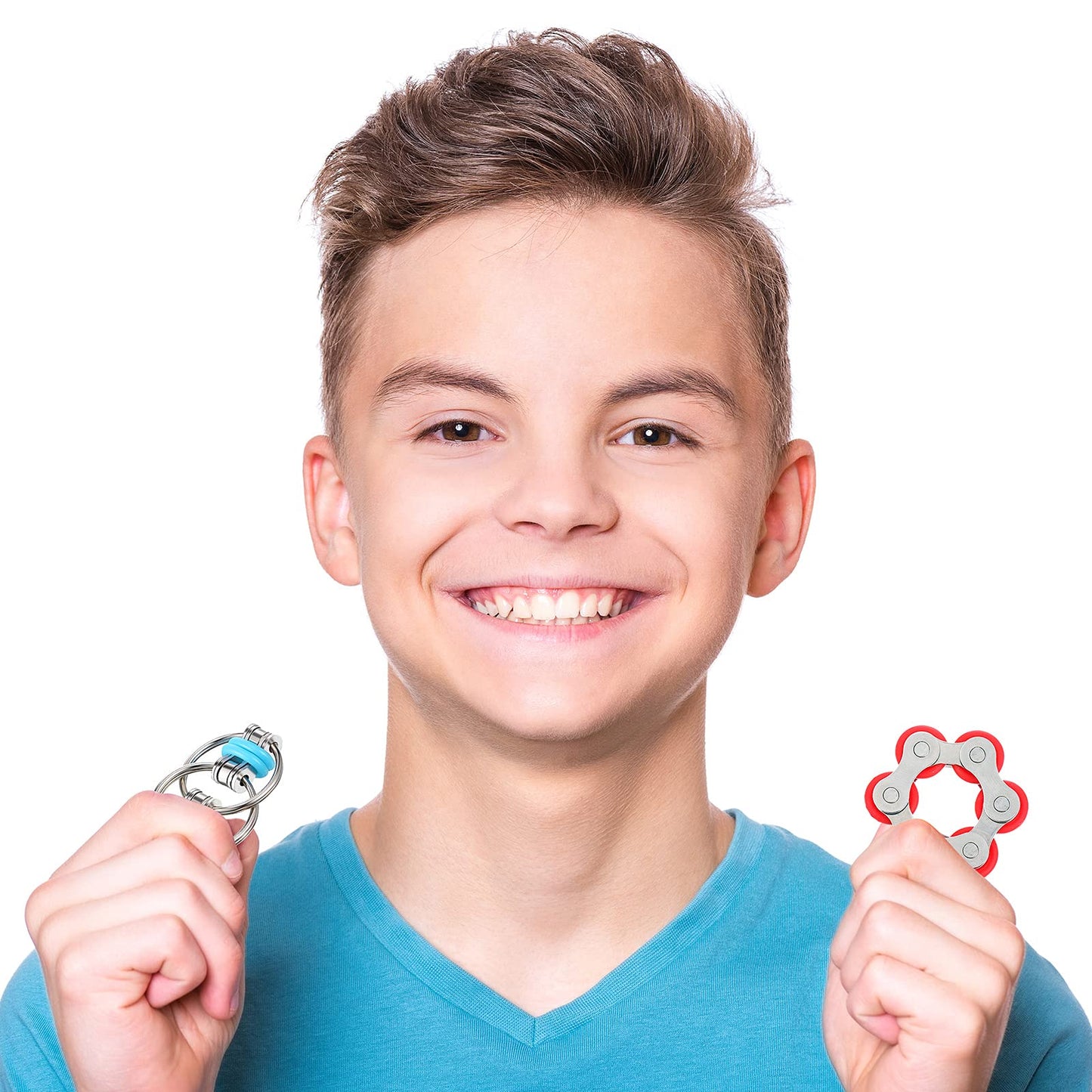 Hicarer 8-Piece Fidget Toys Set – 4 Flippy Roller Chain & 4 Six-Roller Bike Chains