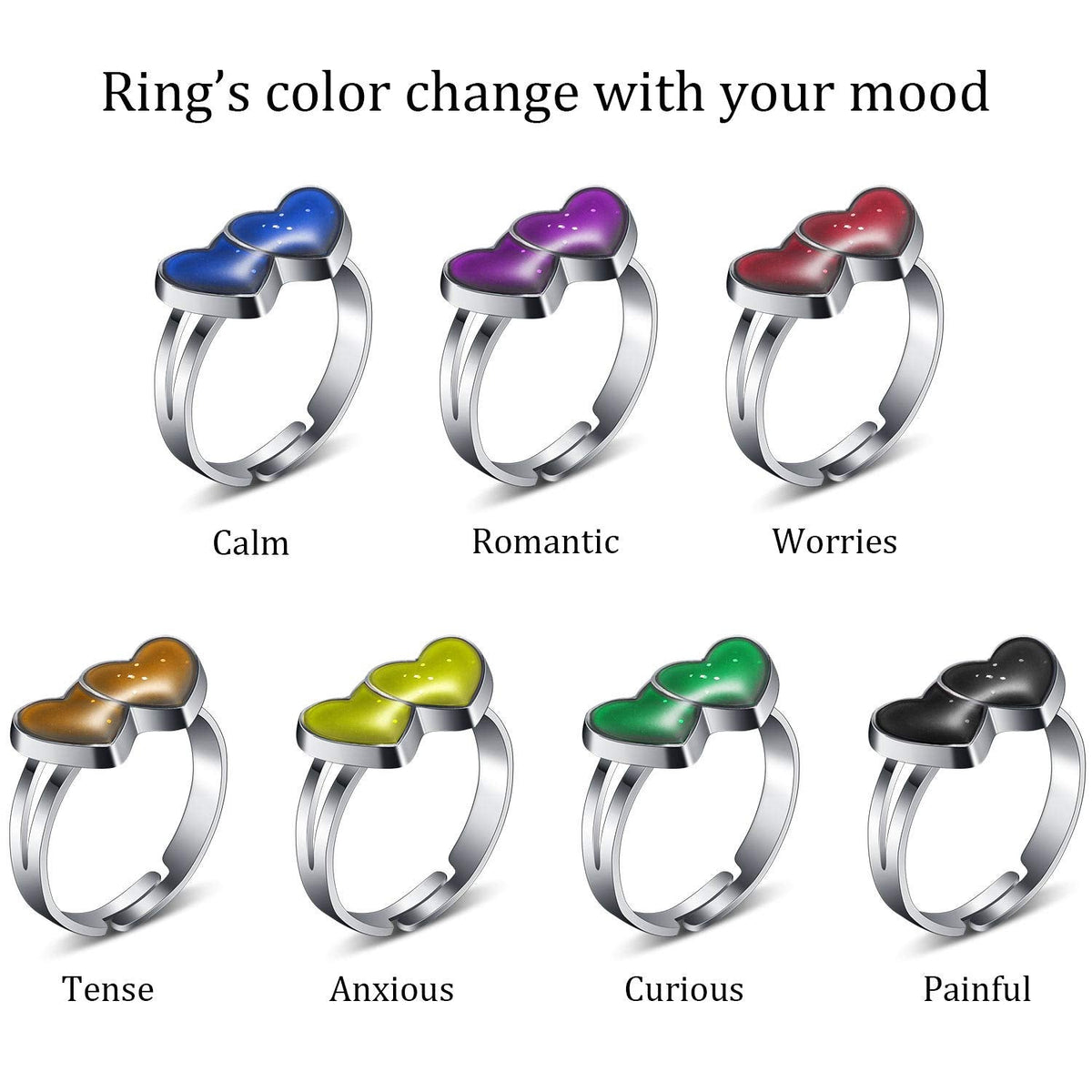 Hicarer 15-Piece Mood Rings for Kids – Adjustable Color-Changing Animal Design Set