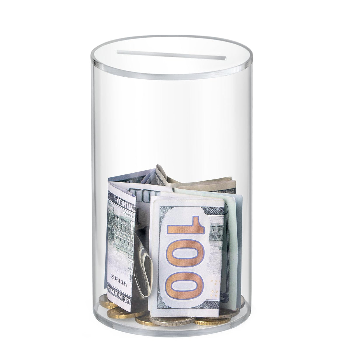 hicocool Clear Piggy Bank - Break-to-Open Acrylic Money Jar for Adults (6-inch H x 3.54-inch D)