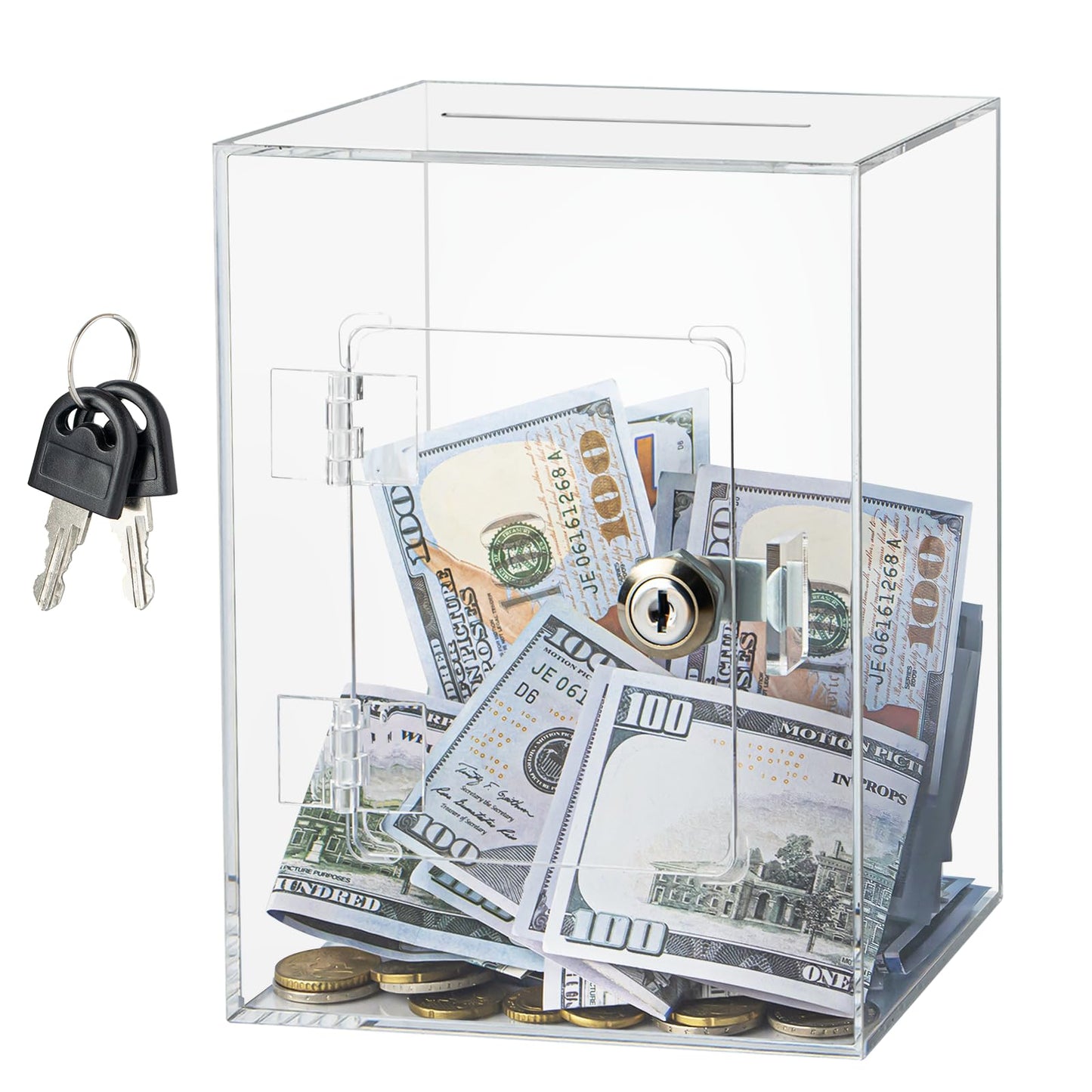 Hicocool Clear Piggy Bank with Lock – Acrylic Reusable Money Box for Adults & Kids