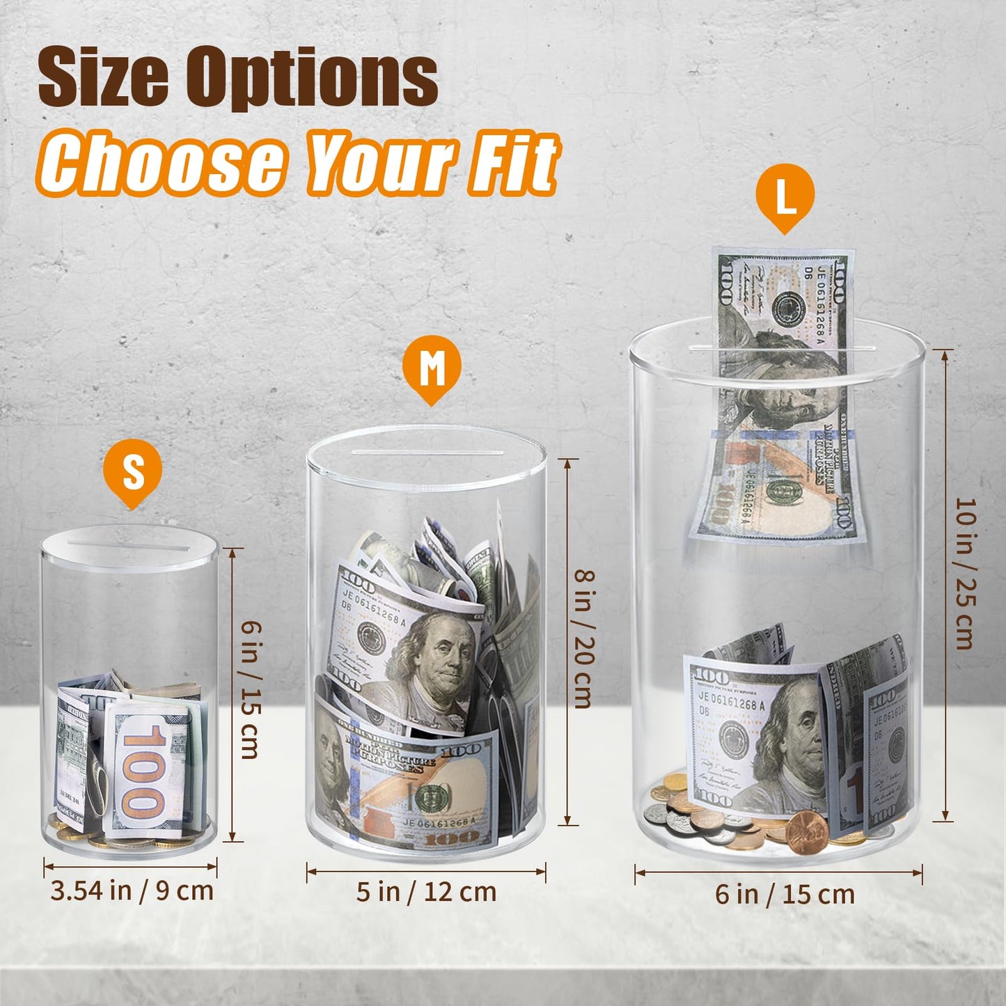 Hicocool Clear Piggy Bank – Unopenable Acrylic Savings Box (10\" H x 6\" D)