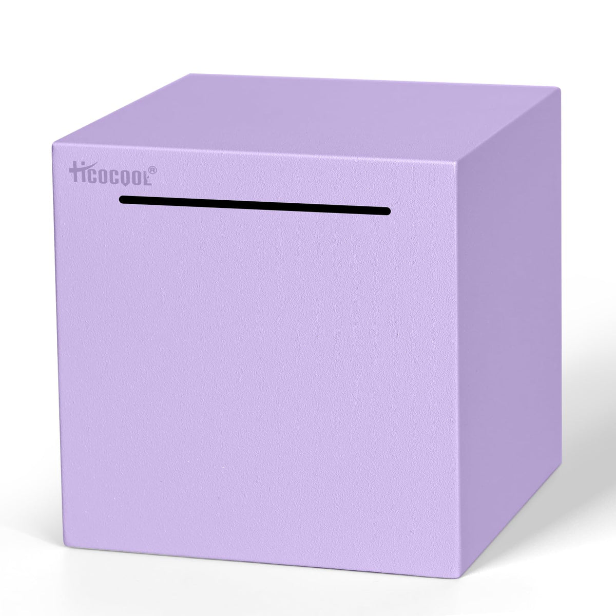 Hicocool Piggy Bank for Adults – Break-to-Open, Unbreakable Stainless Steel, Purple Palm Size