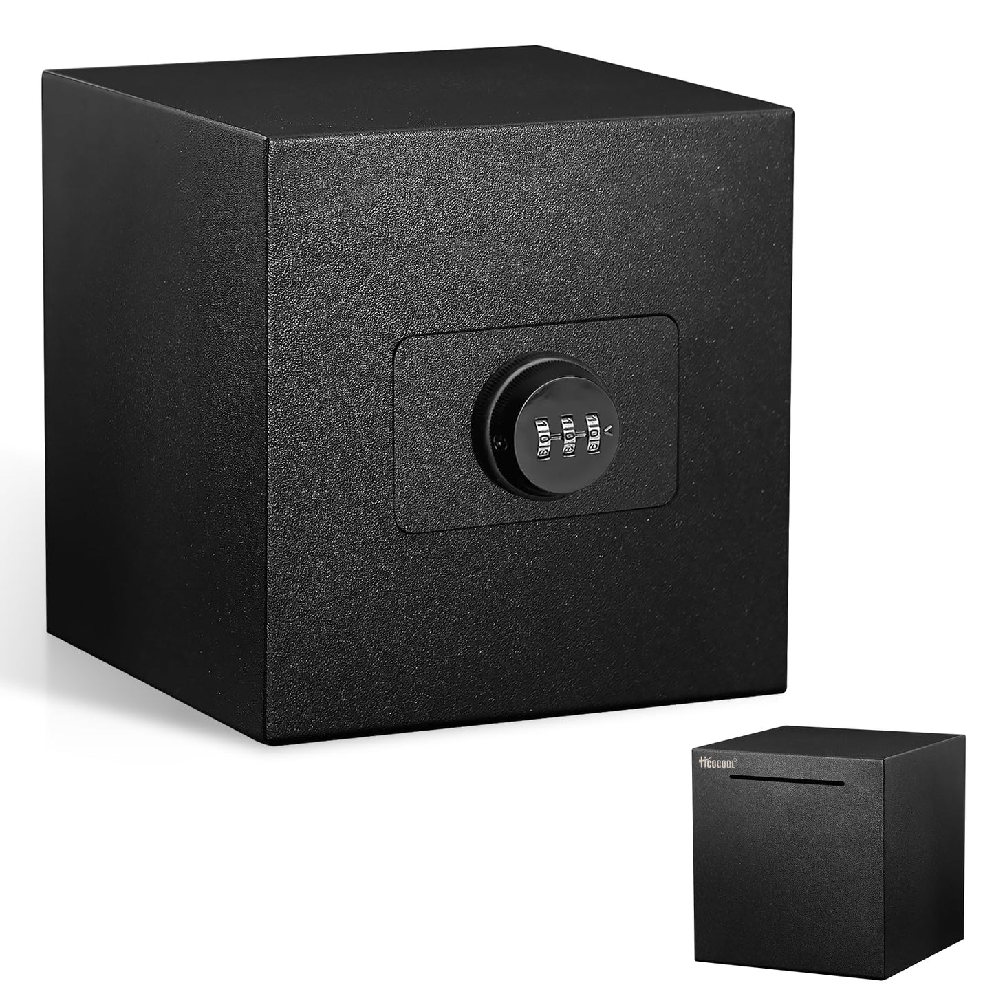 hicocool Password Lock Piggy Bank – Stainless Steel Reusable Money Box (5.9 in, Black)