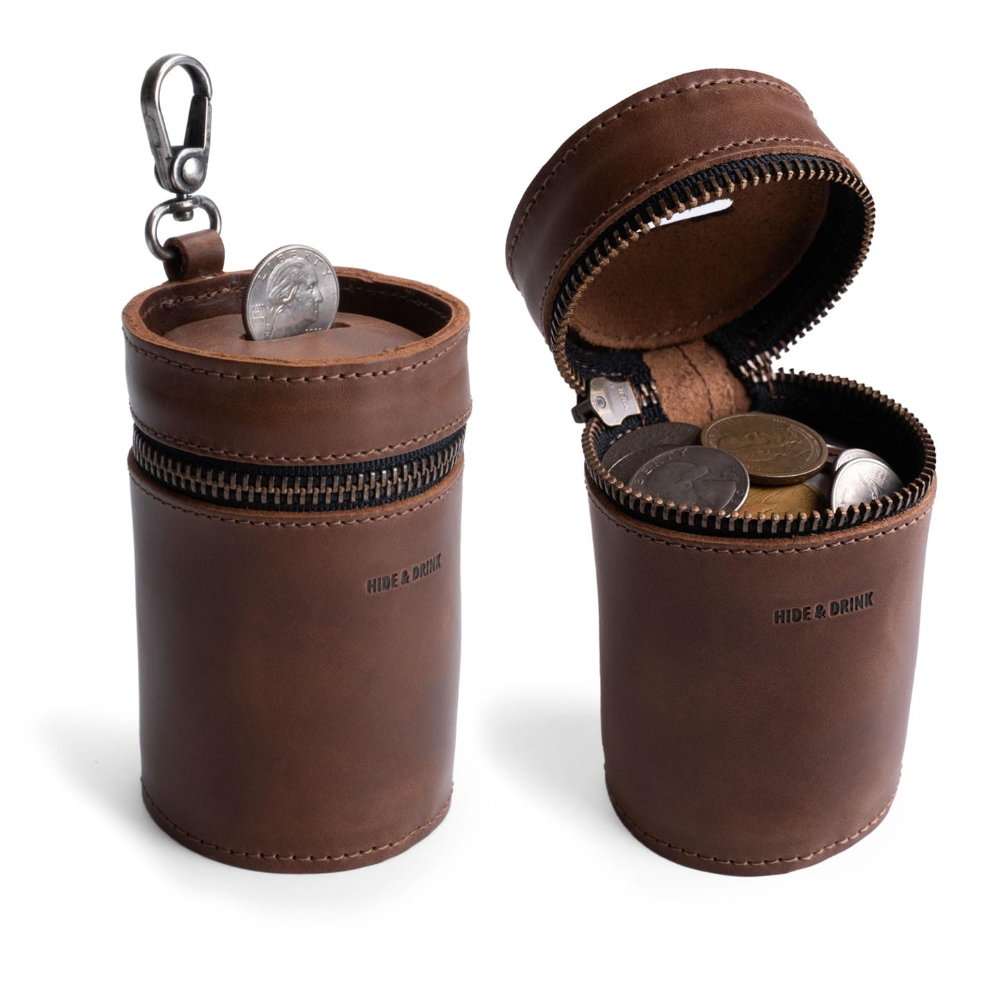 Hide & Drink Genuine Leather Coin Pouch Piggy Bank – Compact Money Saver