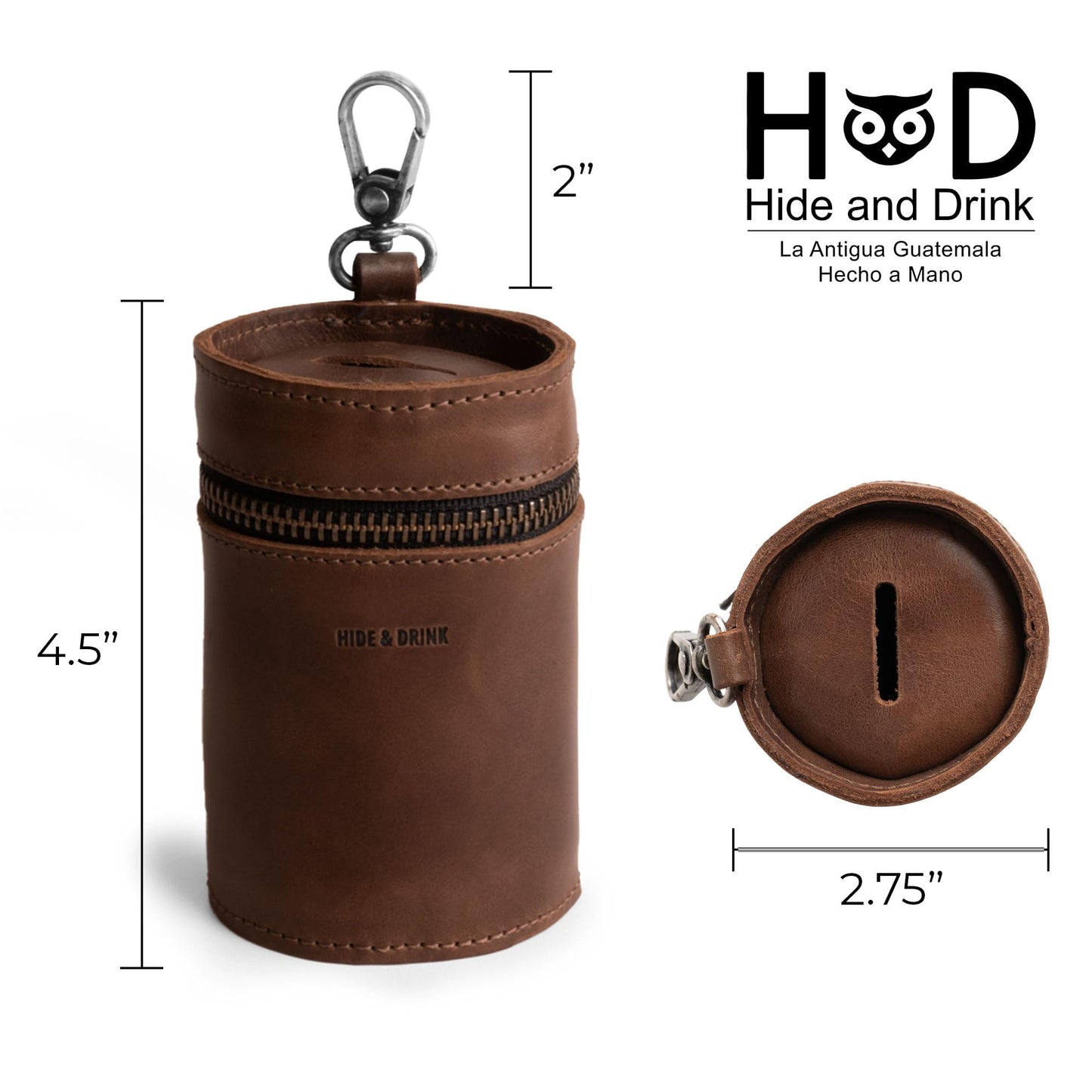 Hide & Drink Genuine Leather Coin Pouch Piggy Bank – Compact Money Saver