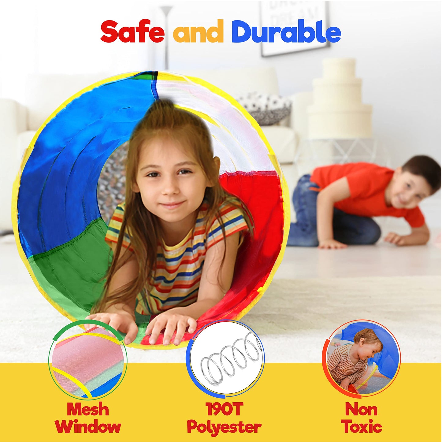 Hide N Side 6ft Crawl Through Play Tunnel – Pop-Up Indoor & Outdoor Tunnel for Kids and Pets