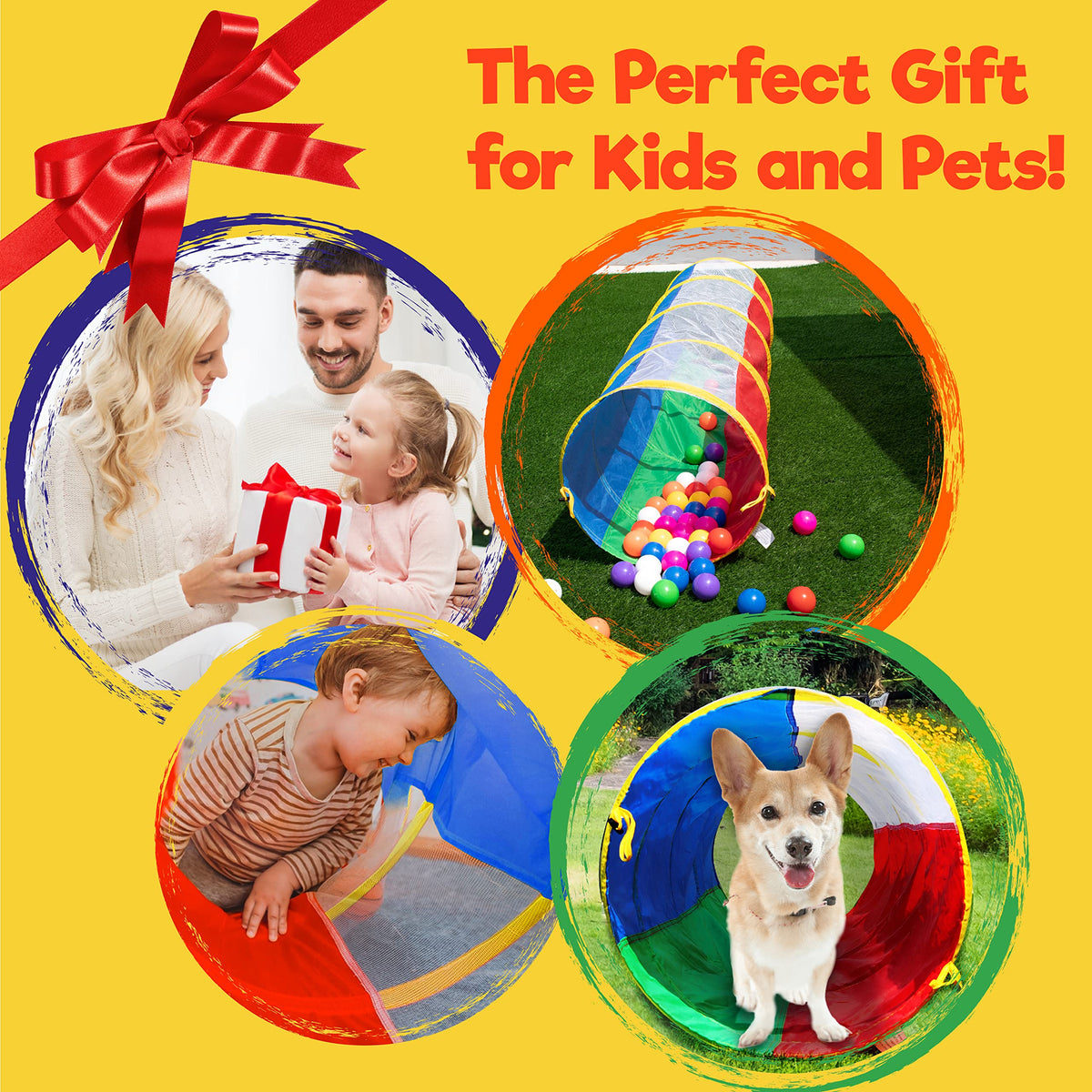 Hide N Side 6ft Crawl Through Play Tunnel – Pop-Up Indoor & Outdoor Tunnel for Kids and Pets