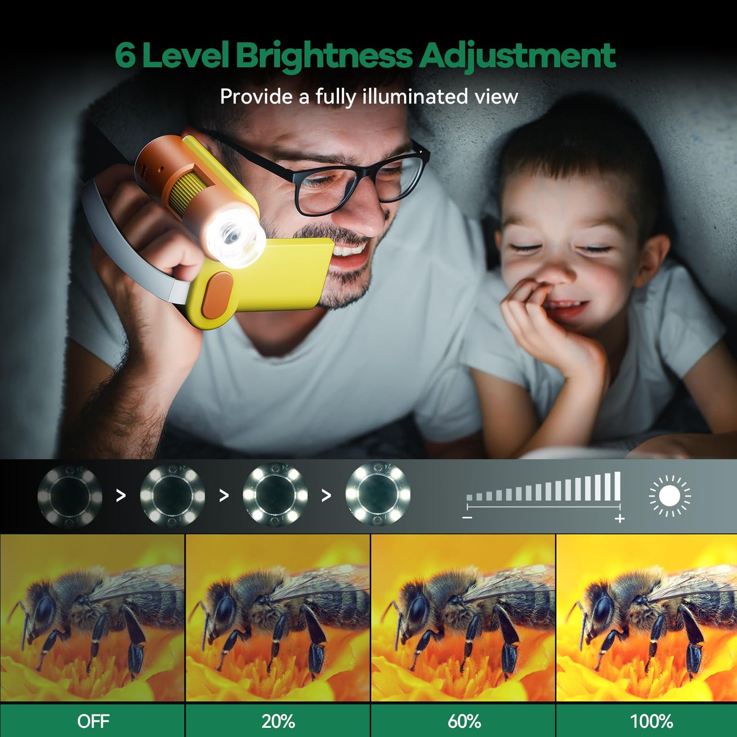 Hideal HP20 IPS Microscope for Kids – 3-in-1 Portable Mini Scope, 32GB, Yellow