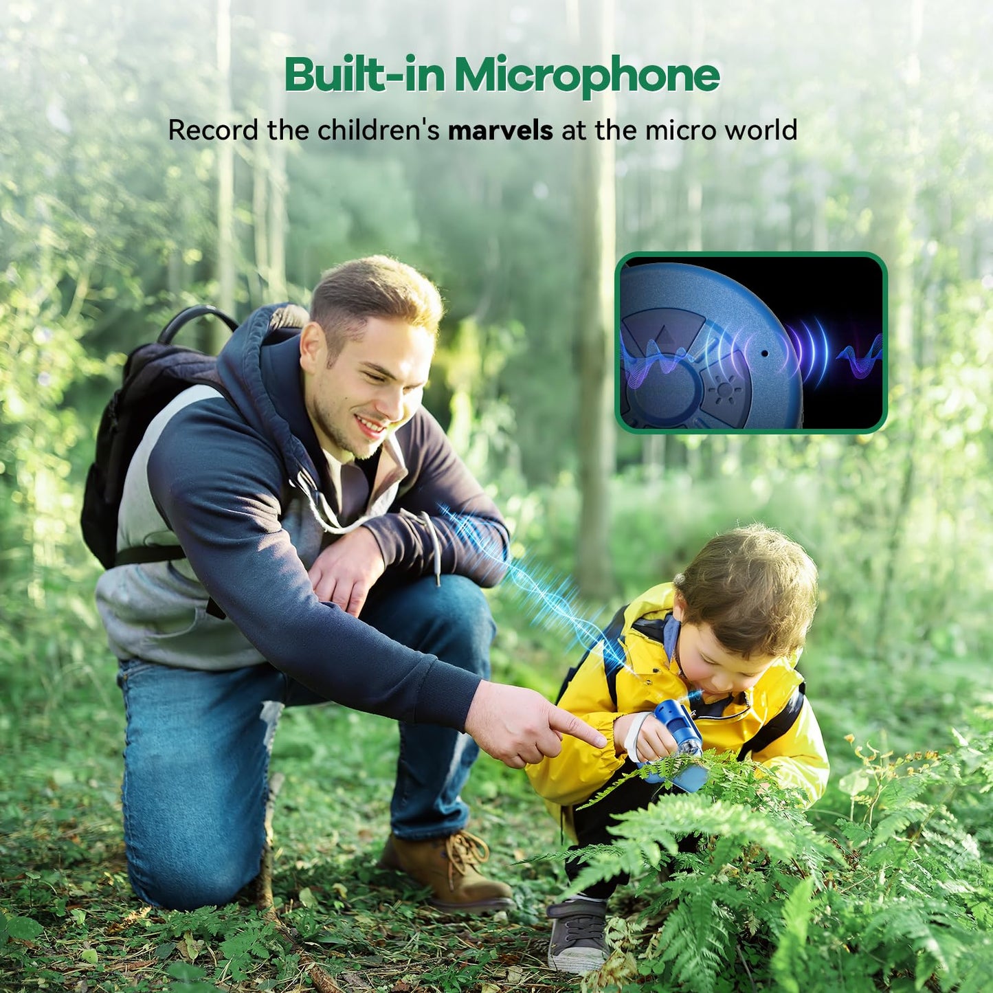 Hideal HP20 IPS Microscope for Kids - 3-in-1 Mini Scope, 100x-1000x, 32GB, Blue
