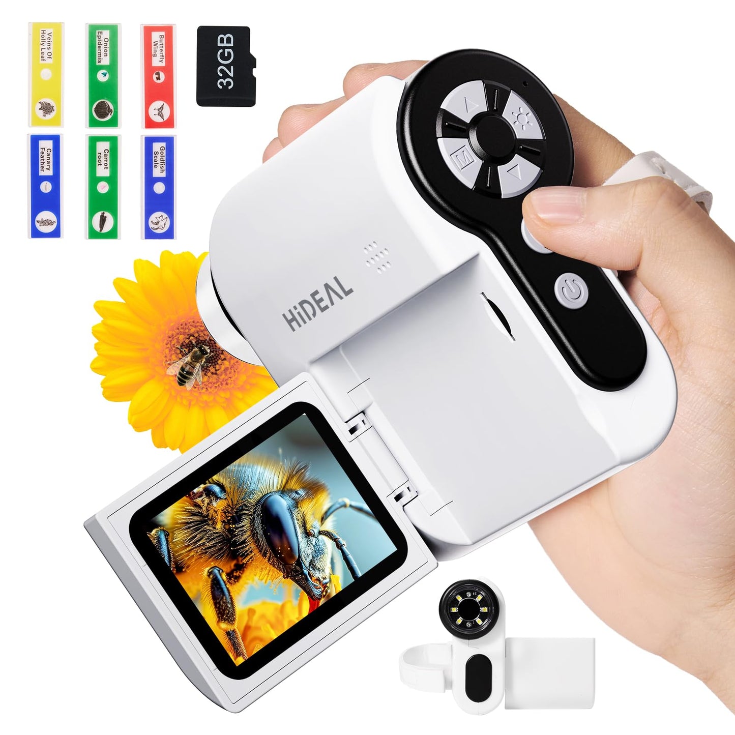 Hideal HP20 3-in-1 Kids Microscope | Portable Mini Scope with 100x-1000x Magnification | 32GB Included