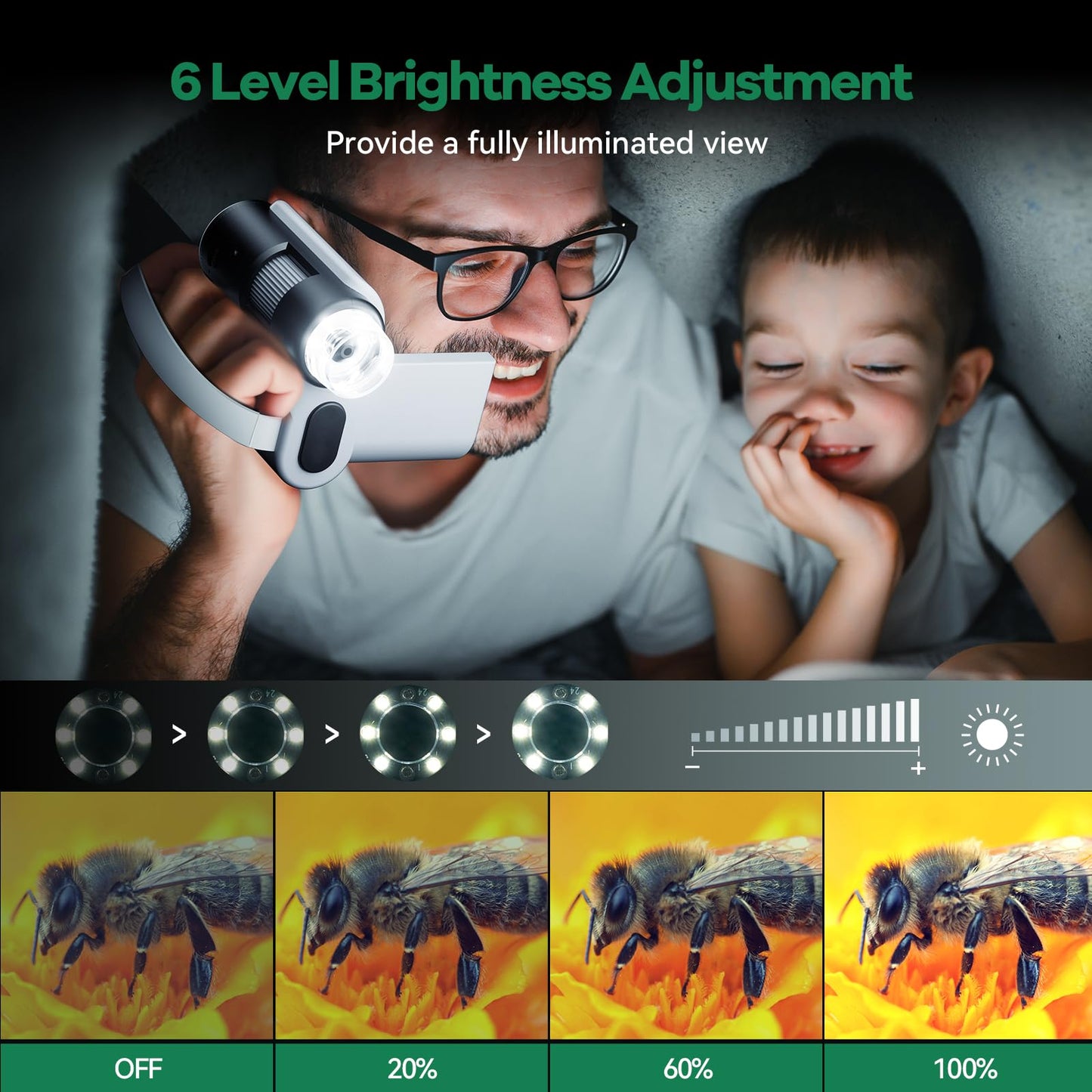 Hideal HP20 3-in-1 Kids Microscope | Portable Mini Scope with 100x-1000x Magnification | 32GB Included