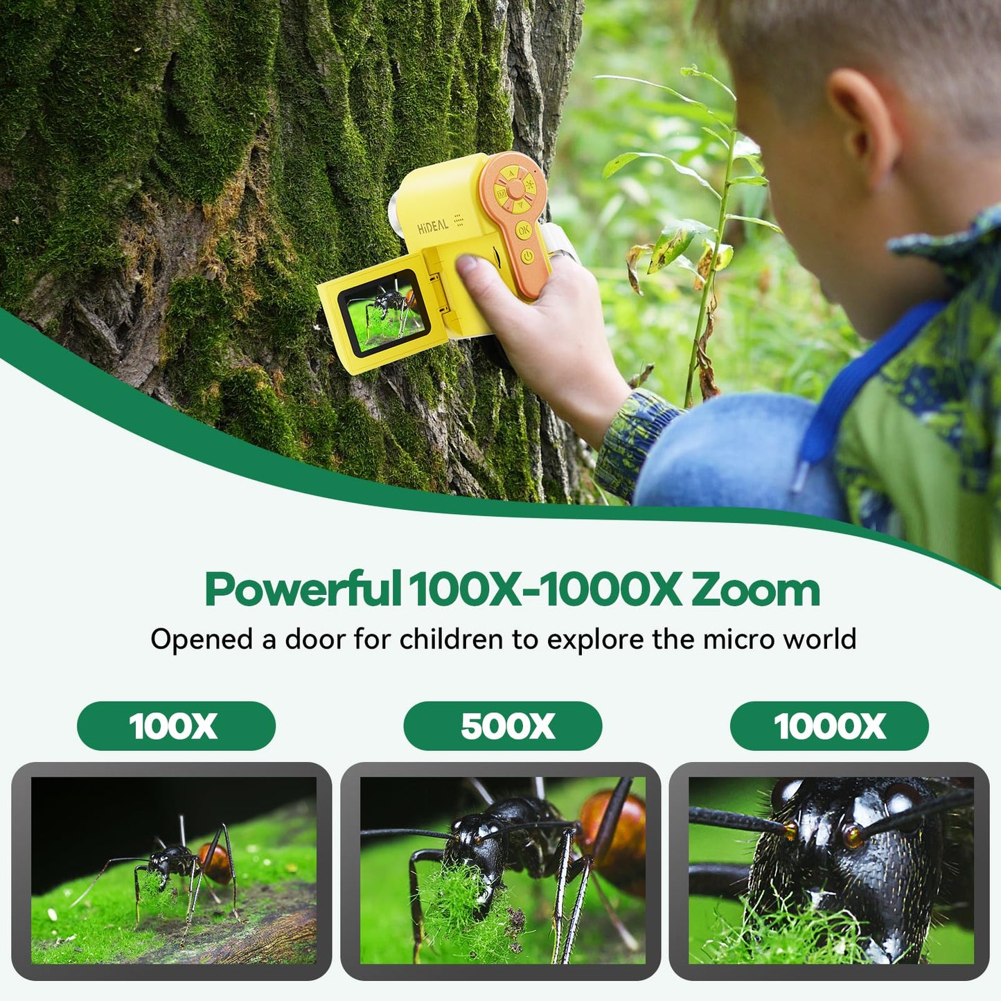 Hideal HP20 IPS Microscope for Kids – 3-in-1 Portable Mini Scope, 32GB, Yellow