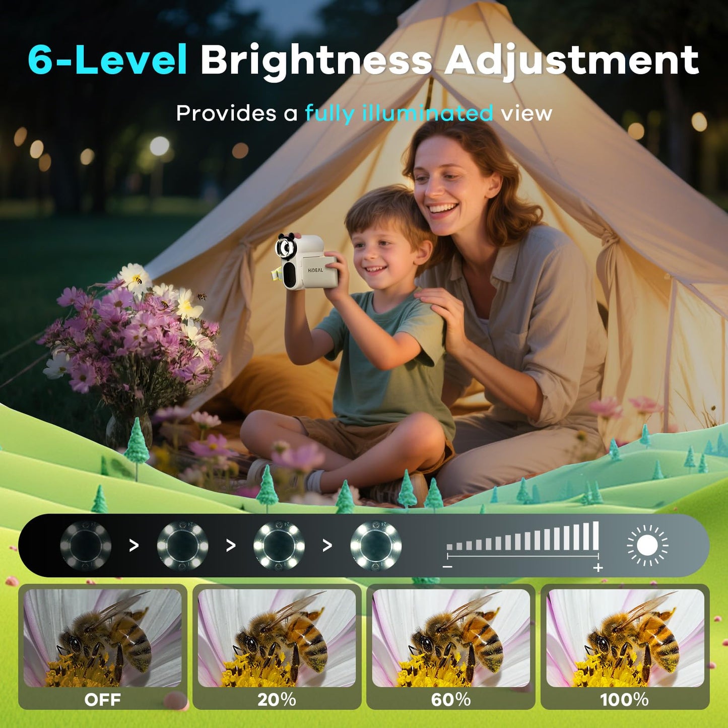 Hideal HP60 IPS Microscope for Kids – Auto On/Off 3-in-1 Portable Miniscope (PC View) – White