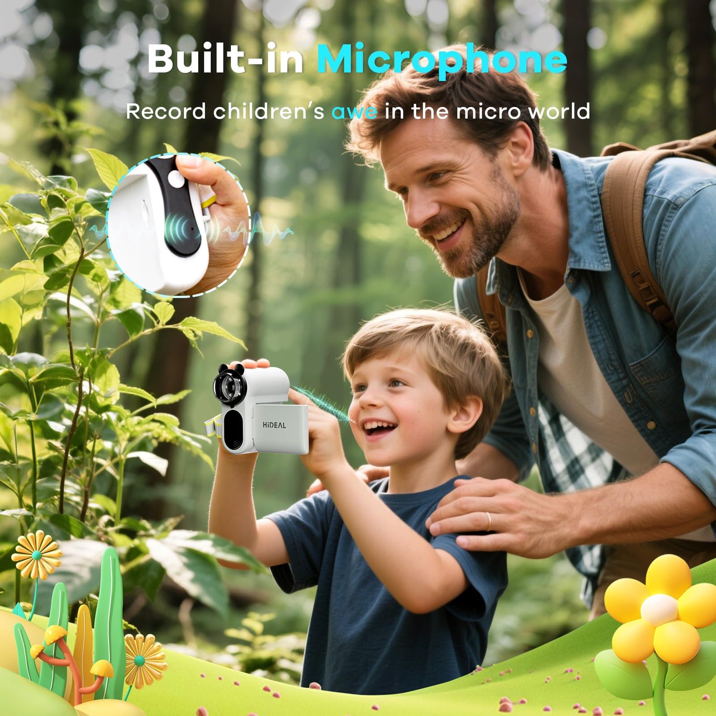 Hideal HP60 IPS Microscope for Kids – Auto On/Off 3-in-1 Portable Miniscope (PC View) – White