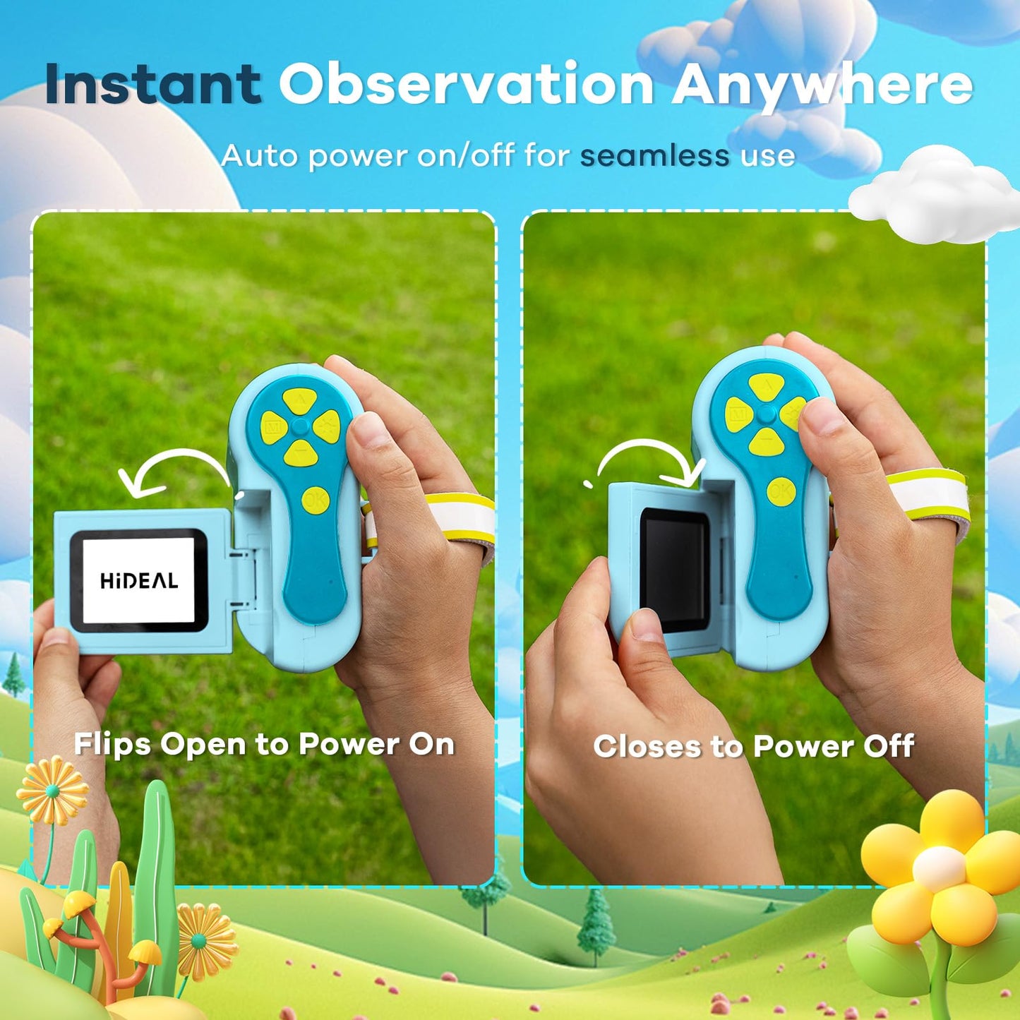Hideal HP60 IPS Microscope for Kids | Auto On/Off 3-in-1 2-Inch Portable MiniScope – Blue
