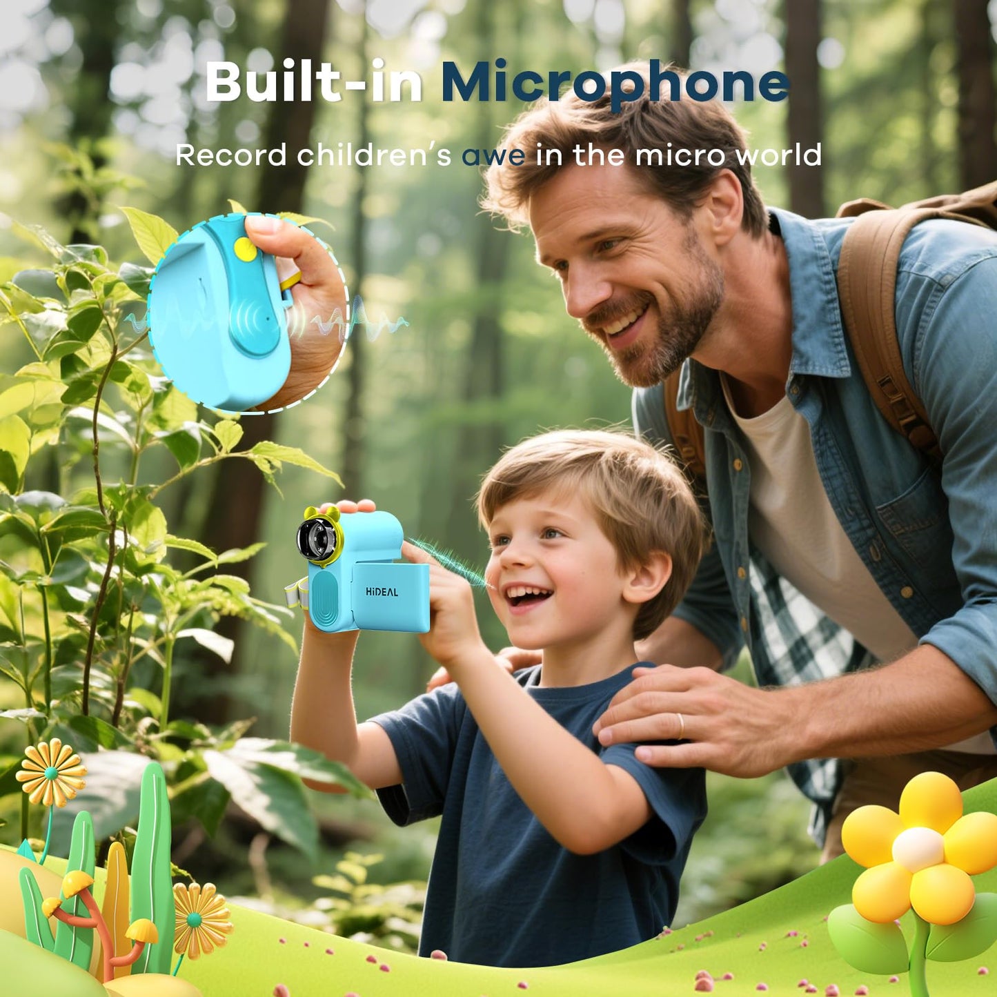 Hideal HP60 IPS Microscope for Kids | Auto On/Off 3-in-1 2-Inch Portable MiniScope – Blue