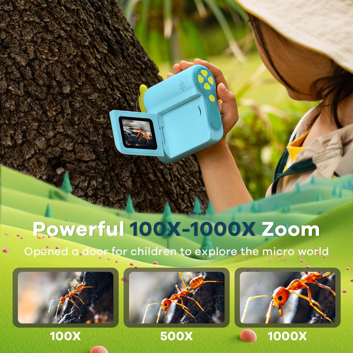 Hideal HP60 IPS Microscope for Kids | Auto On/Off 3-in-1 2-Inch Portable MiniScope – Blue
