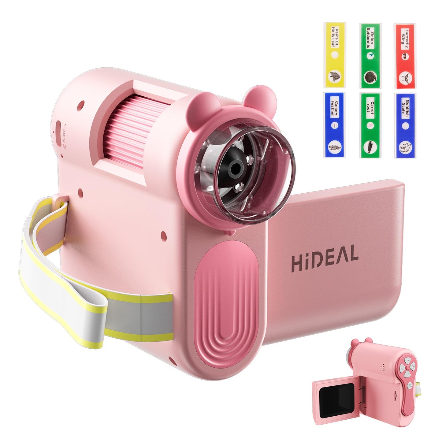 Hideal HP60 IPS Kids Microscope - Auto On/Off, 3-in-1 Mini Scope, 2-Inch Pink