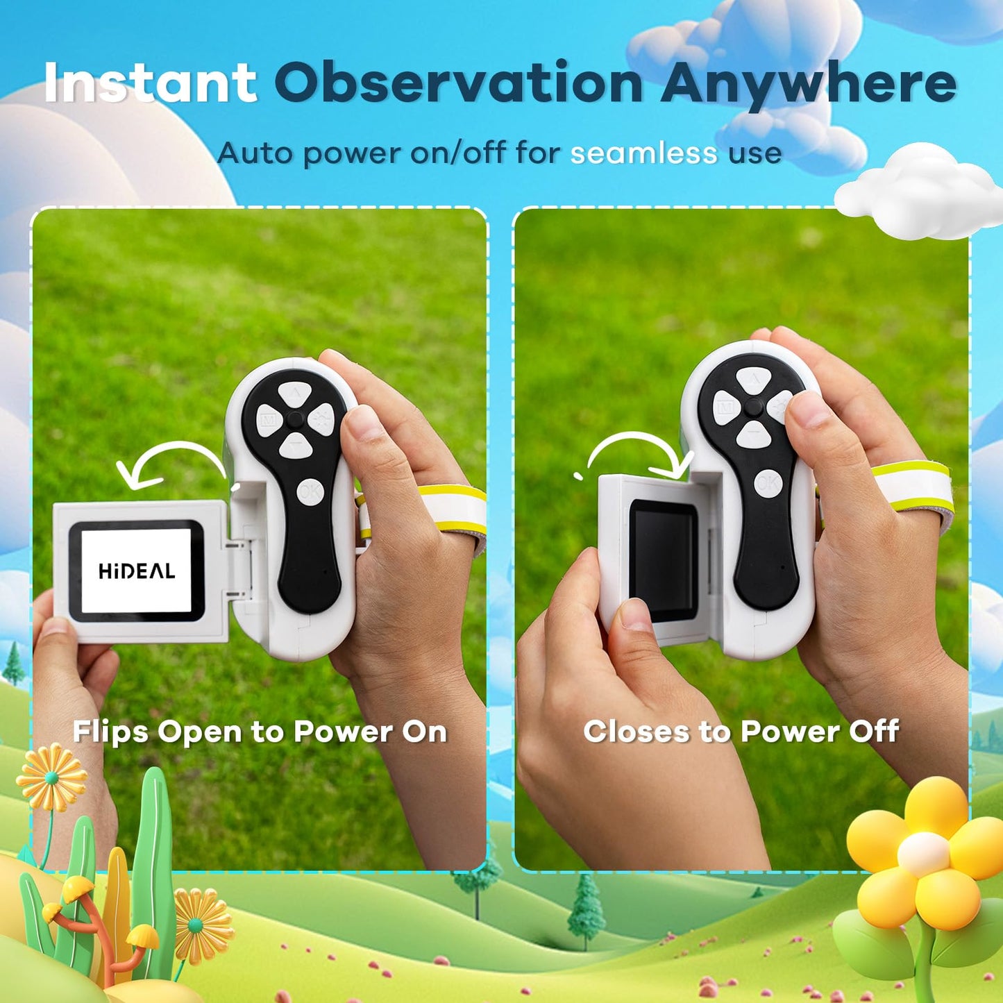 Hideal HP60 IPS Microscope for Kids – Auto On/Off 3-in-1 Portable Miniscope (PC View) – White