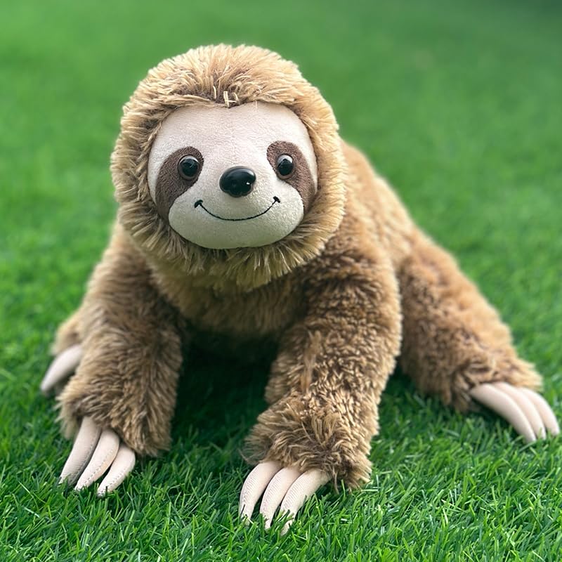 Hideekoog Realistic Sloth Plush - 15-Inch Stuffed Animal with Standing & Lying Postures