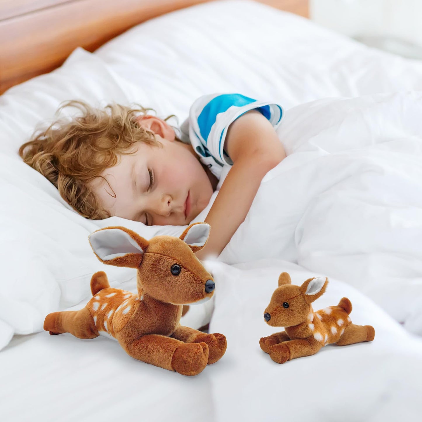 Hideekoog Deer Plush Toy – 12-Inch Realistic Lying-Down Plush for Kids