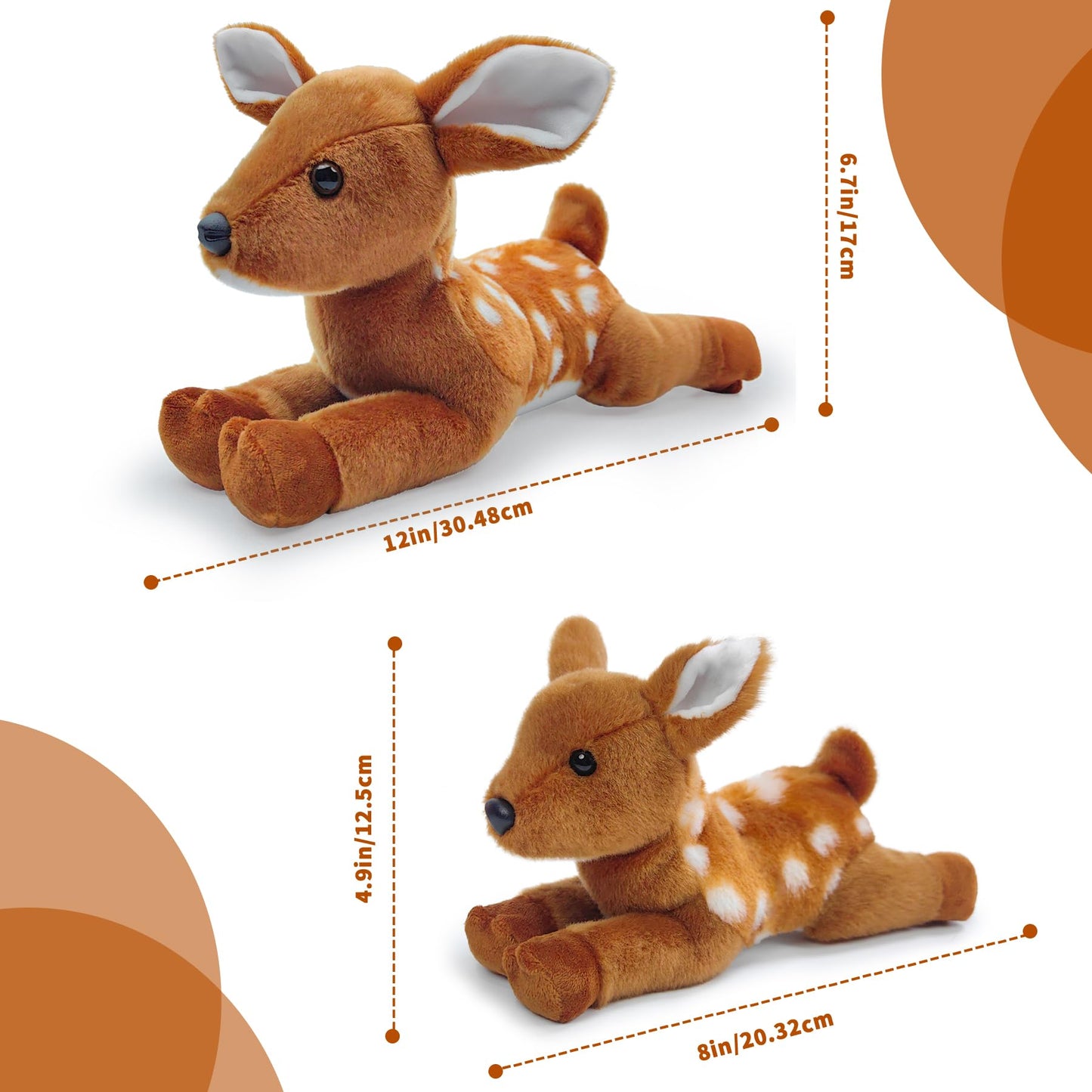Hideekoog Deer Plush Toy – 12-Inch Realistic Lying-Down Plush for Kids