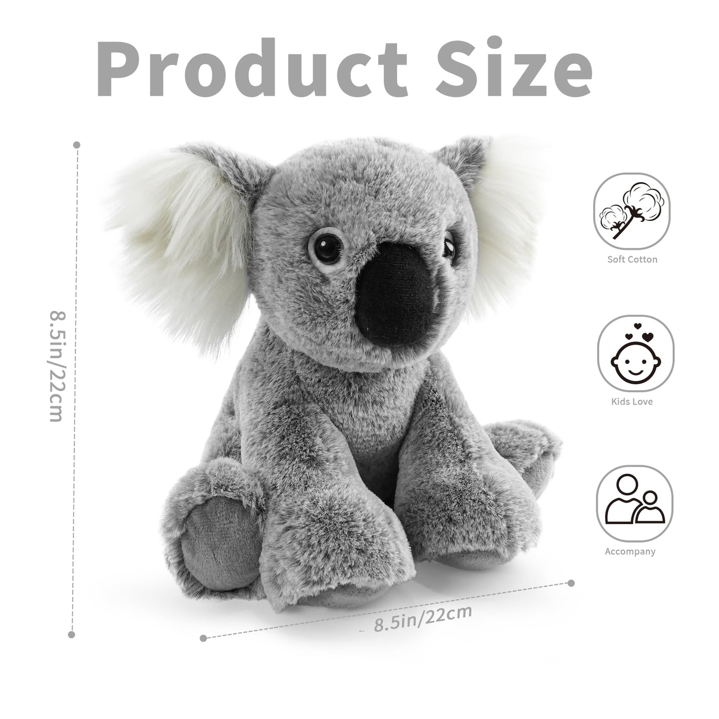Hideekoog Koala Stuffed Animal – 8.5-Inch Soft Plush Toy for Kids, Cute Realistic Koala Gift