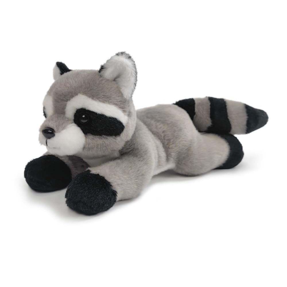 Hideekoog 12-Inch Lying-Down Raccoon Plush – Soft Realistic Toy for Kids