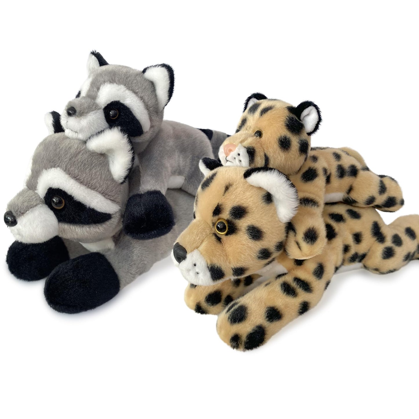 Hideekoog 12-Inch Lying-Down Raccoon Plush – Soft Realistic Toy for Kids