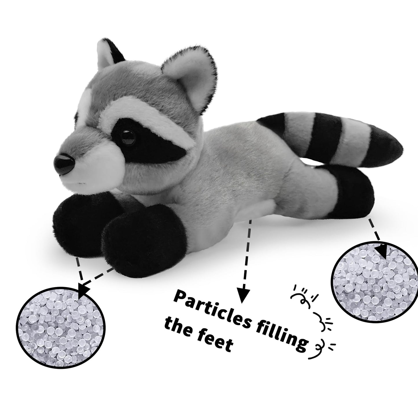 Hideekoog 12-Inch Lying-Down Raccoon Plush – Soft Realistic Toy for Kids