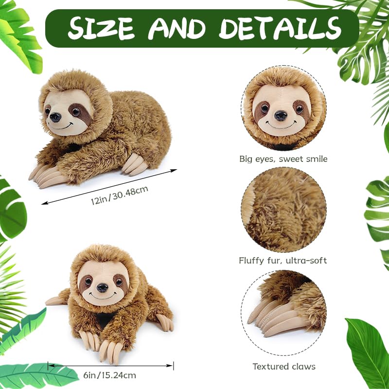 Hideekoog Realistic Sloth Plush - 15-Inch Stuffed Animal with Standing & Lying Postures