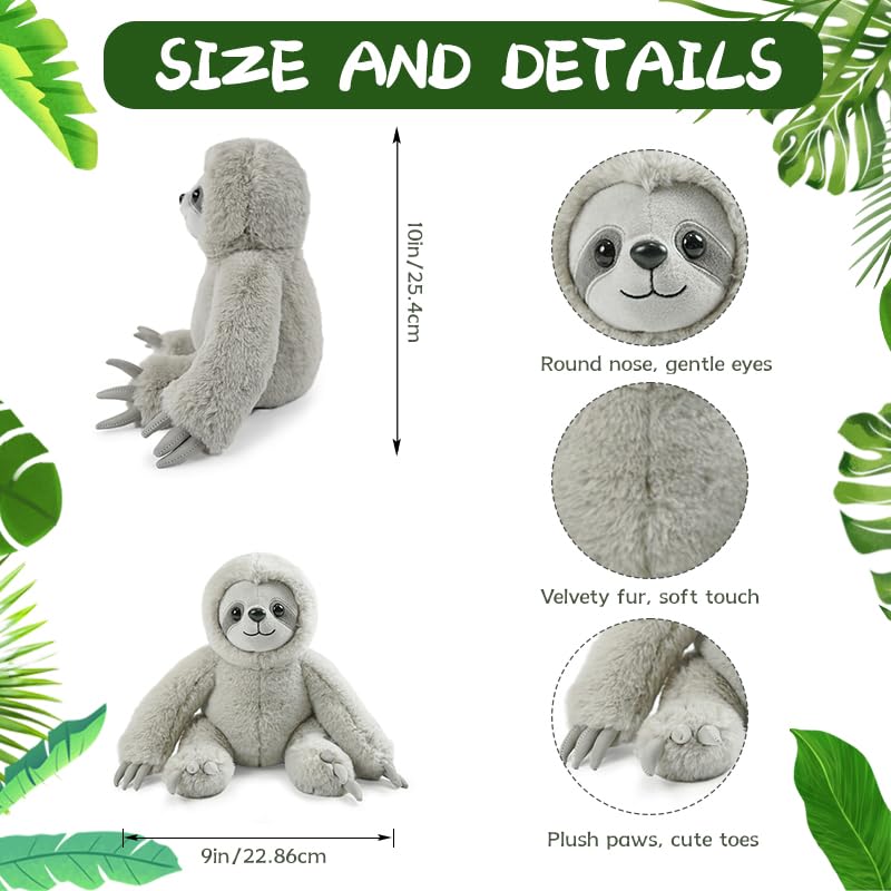 Hideekoog Realistic Sloth Stuffed Animal – 15-Inch Plush Toy for Kids
