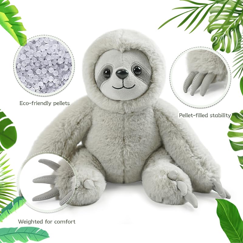 Hideekoog Realistic Sloth Stuffed Animal – 15-Inch Plush Toy for Kids