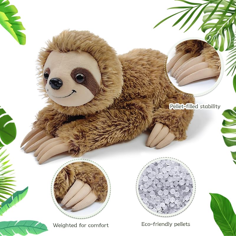Hideekoog Realistic Sloth Plush - 15-Inch Stuffed Animal with Standing & Lying Postures