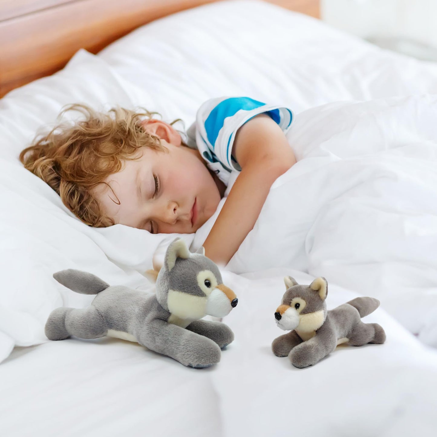 Hideekoog Wolf Stuffed Animal – 12-Inch Realistic Plush Toy for Kids (Lying-Down)
