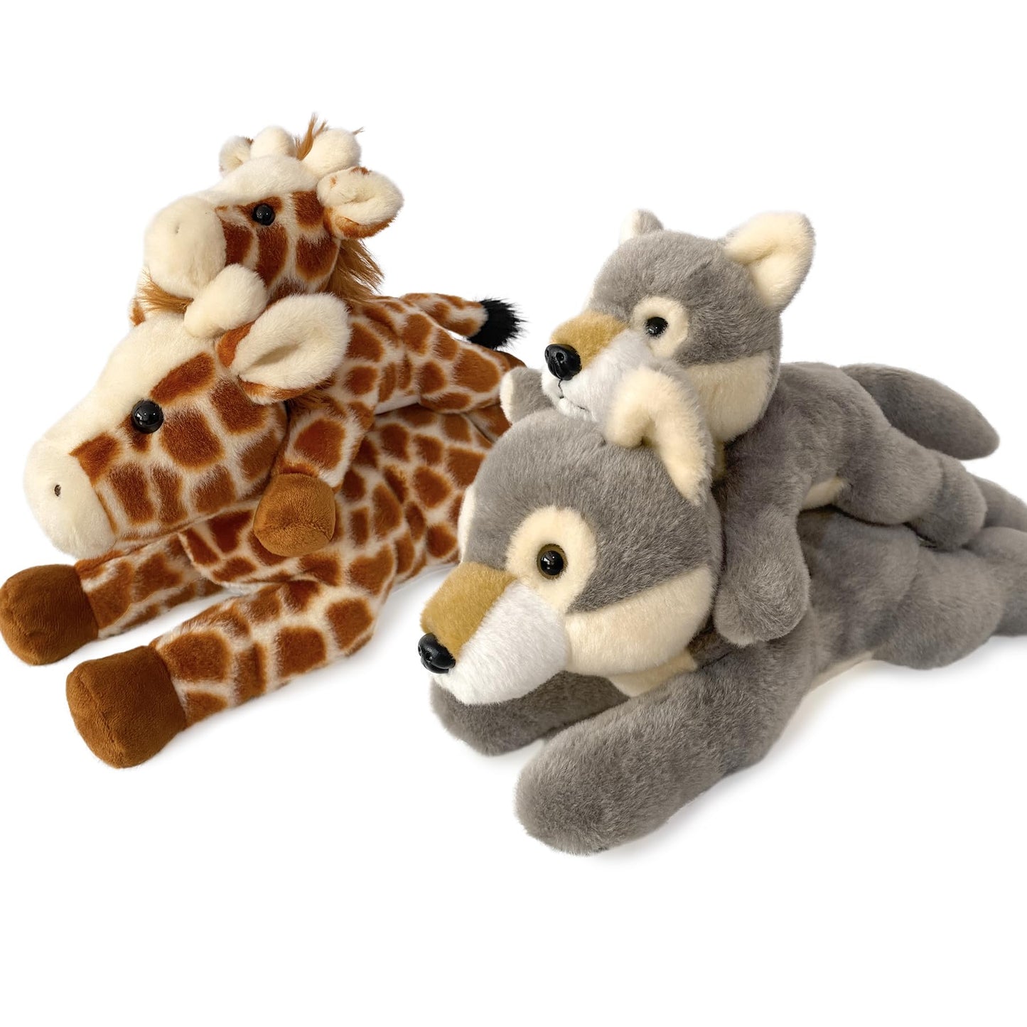 Hideekoog Wolf Stuffed Animal – 12-Inch Realistic Plush Toy for Kids (Lying-Down)